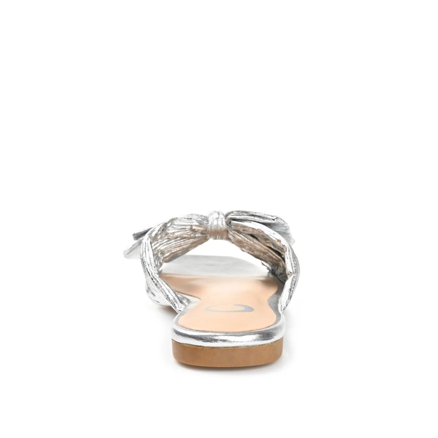 SERLINA PLEATED SLIDE SANDALS IN FOIL - Silver PU 2 - Image 7