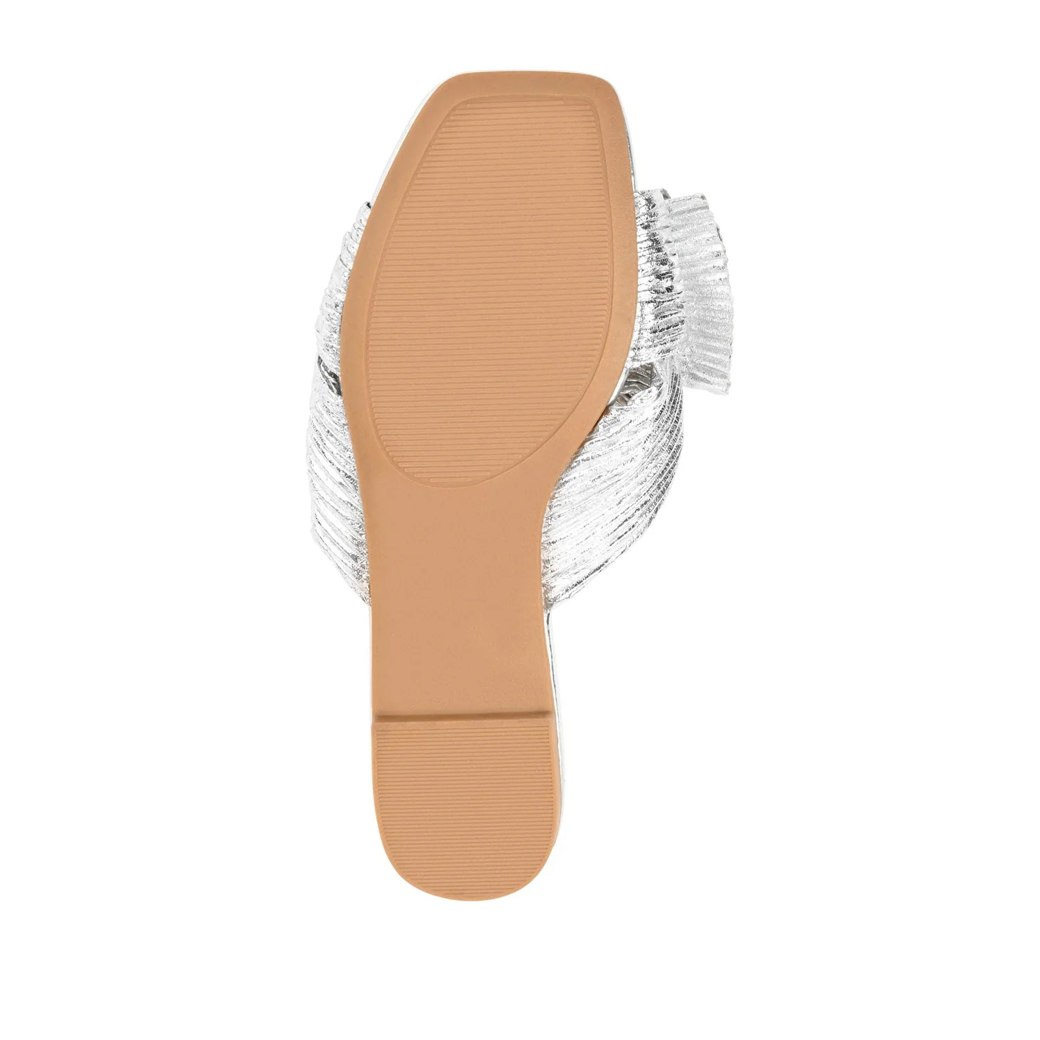 SERLINA PLEATED SLIDE SANDALS IN FOIL - Silver PU 2 - Image 8