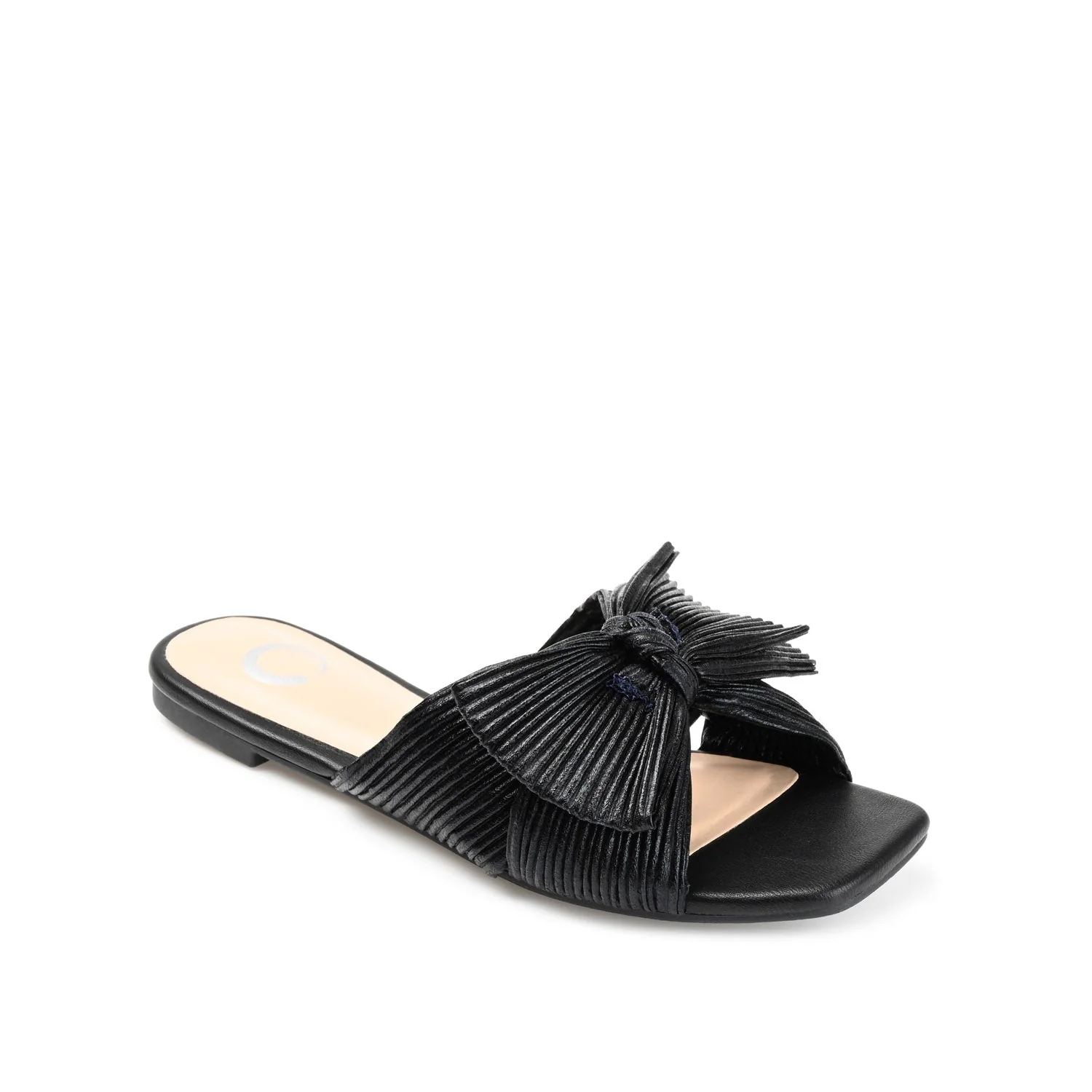 SERLINA PLEATED SLIDE SANDALS IN WIDE - Black - Image 2