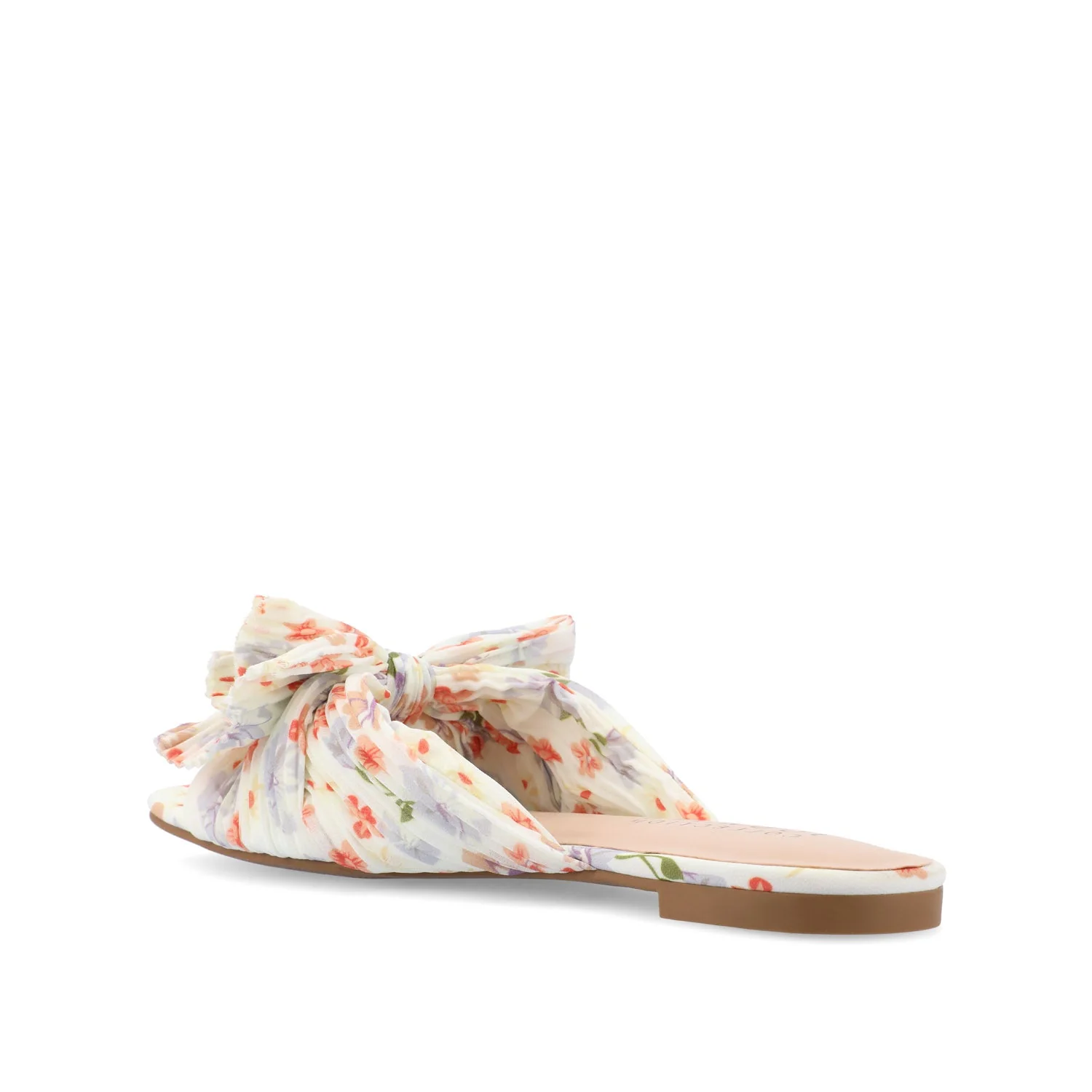 SERLINA PLEATED SLIDE SANDALS IN WIDE - Light Floral Fabric - Image 4