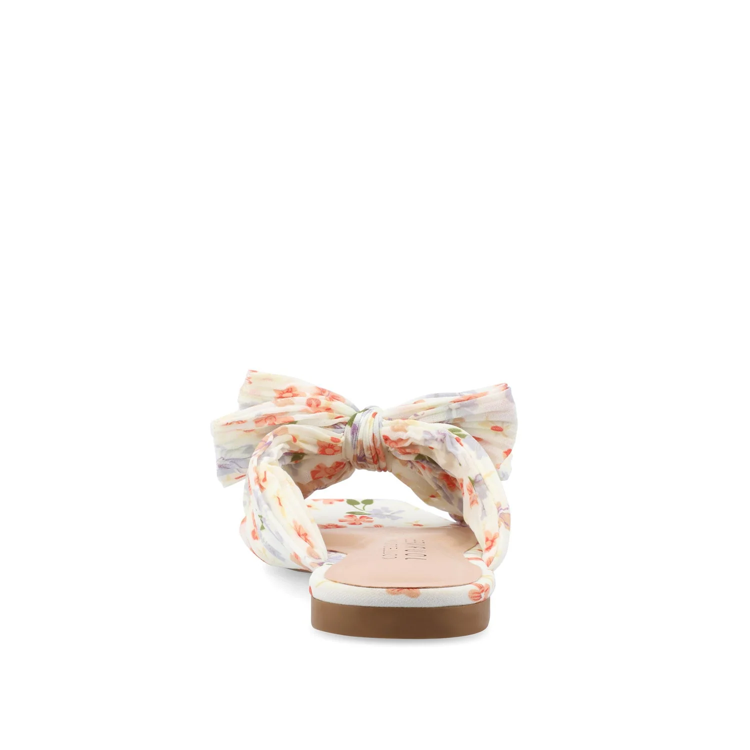 SERLINA PLEATED SLIDE SANDALS IN WIDE - Light Floral Fabric - Image 7