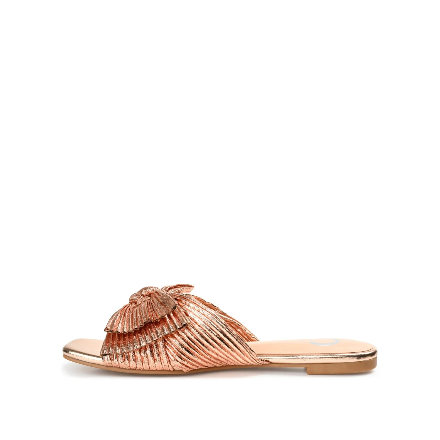 SERLINA PLEATED SLIDE SANDALS IN WIDE - Rose Gold PU - Image 3