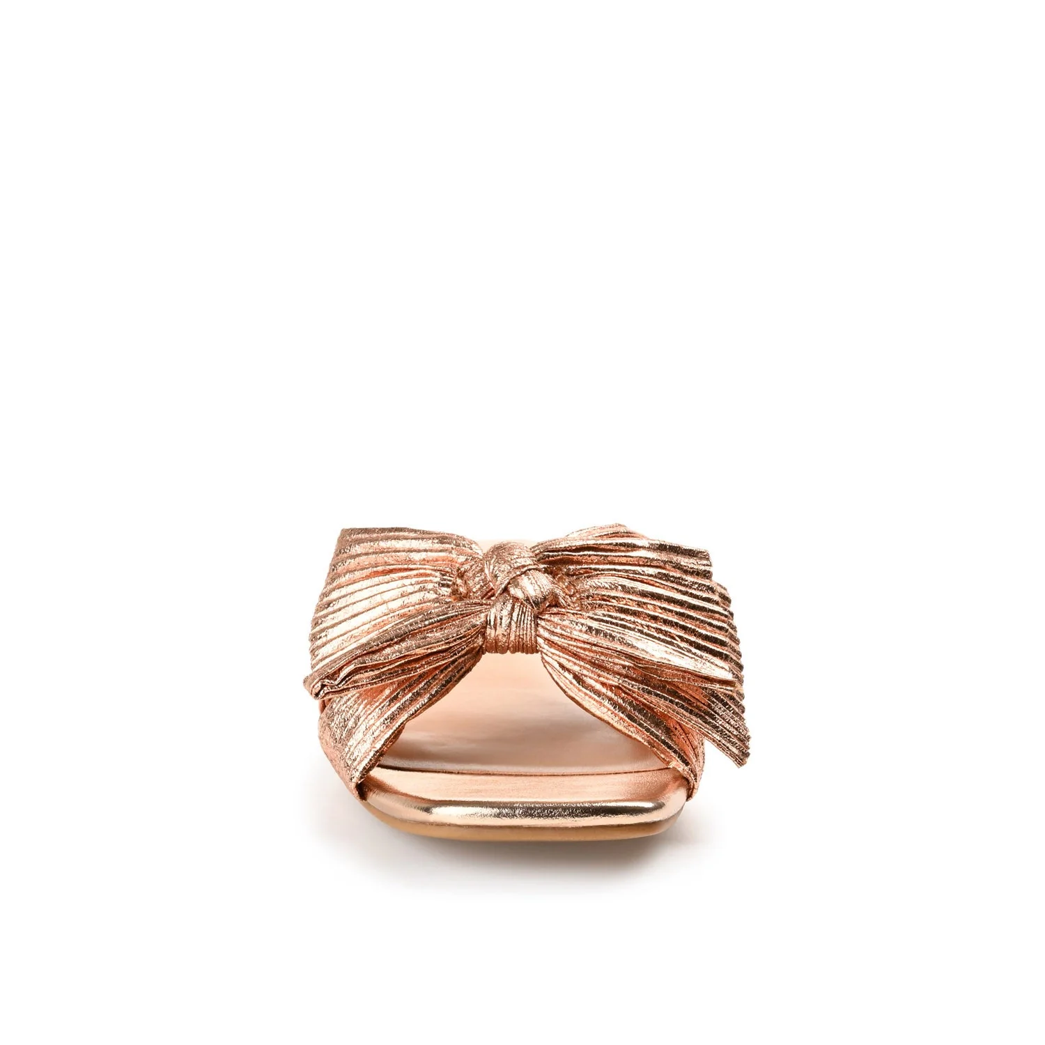 SERLINA PLEATED SLIDE SANDALS IN WIDE - Rose Gold PU - Image 5