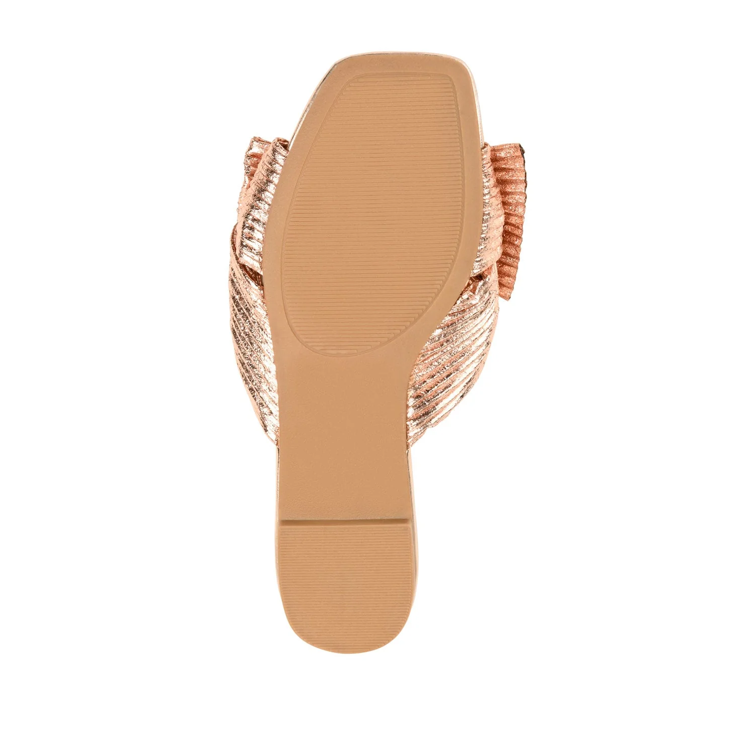SERLINA PLEATED SLIDE SANDALS IN WIDE - Rose Gold PU - Image 8