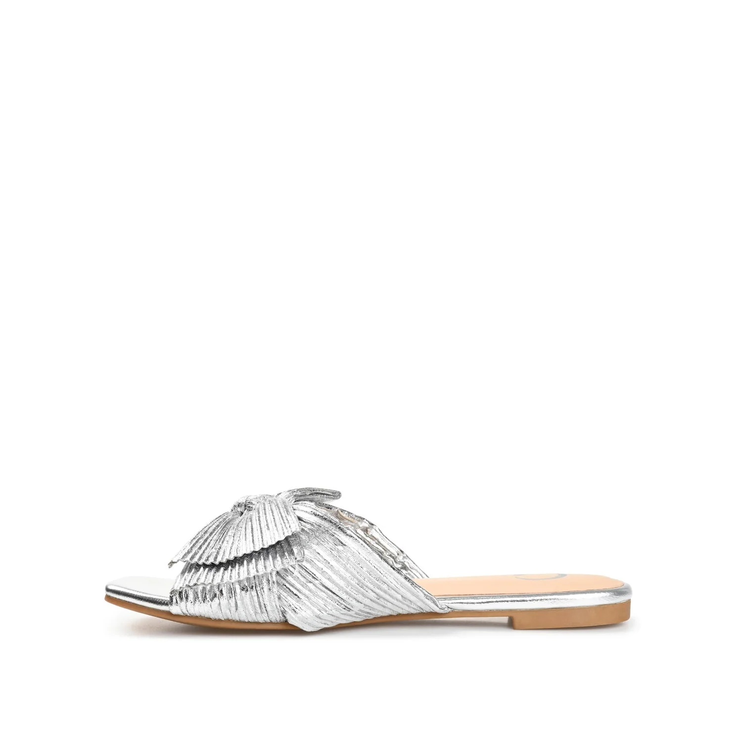 SERLINA PLEATED SLIDE SANDALS IN WIDE - Silver PU 2 - Image 2