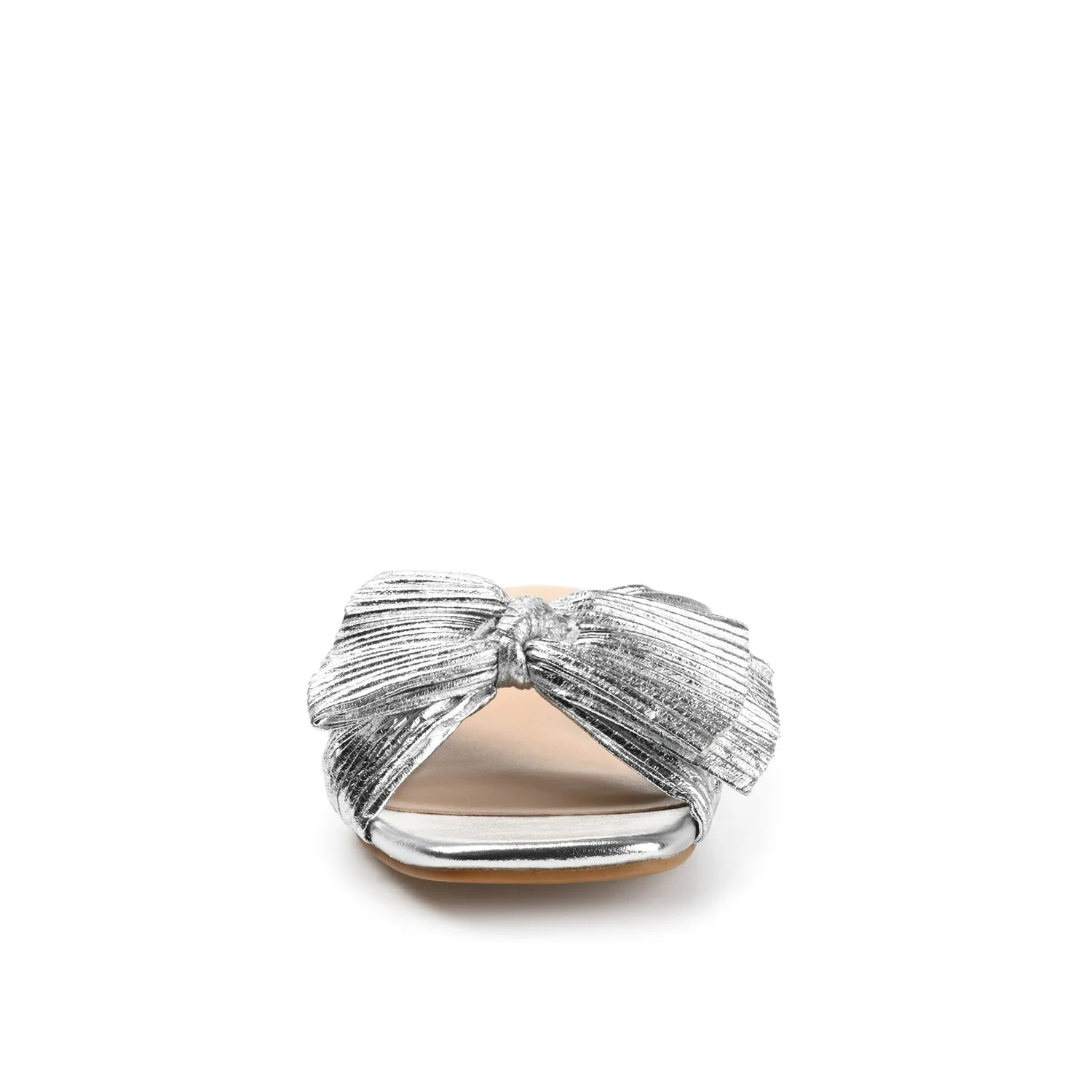 SERLINA PLEATED SLIDE SANDALS IN WIDE - Silver PU 2 - Image 4