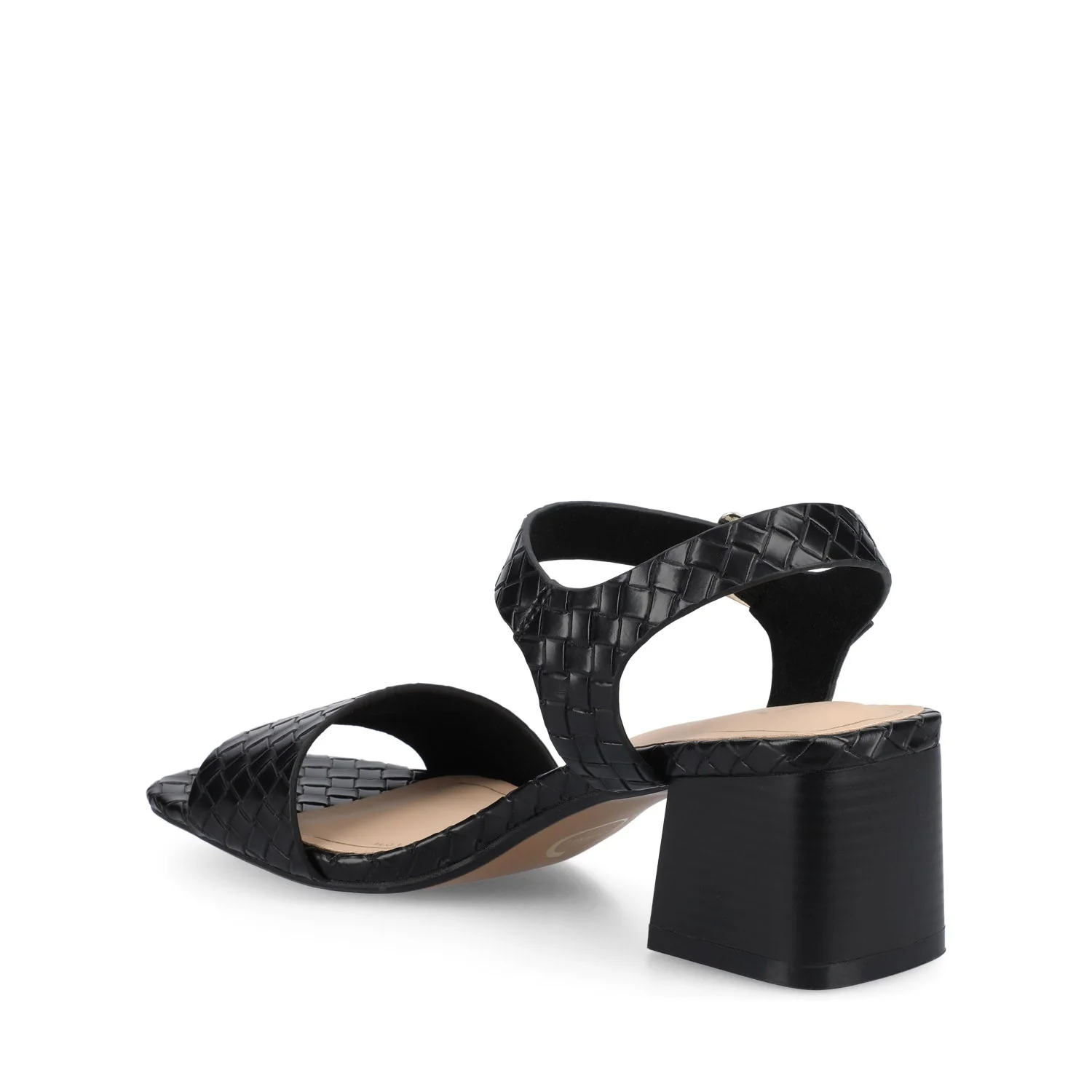 SHAINA OPEN TOE HEELS - Black Woven - Image 3