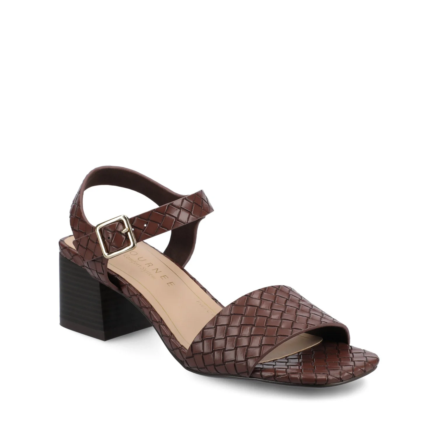 SHAINA OPEN TOE HEELS - Chocolate Woven - Image 2