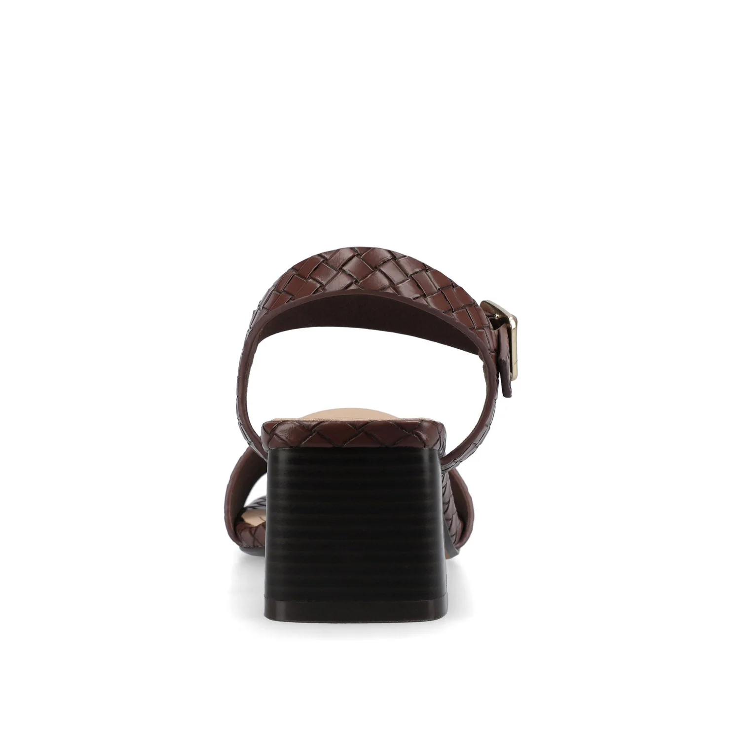 SHAINA OPEN TOE HEELS - Chocolate Woven - Image 6