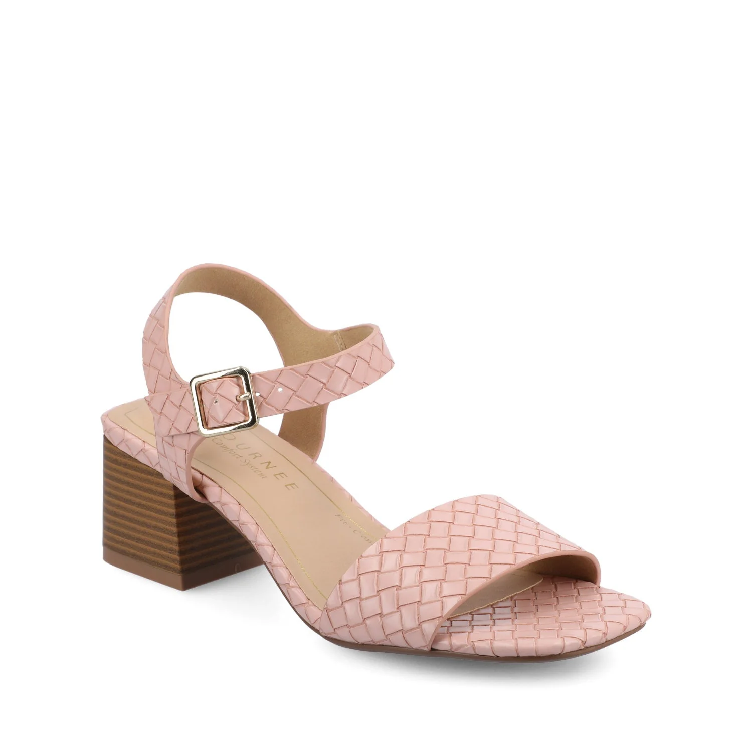 SHAINA OPEN TOE HEELS - Pink Woven - Image 2