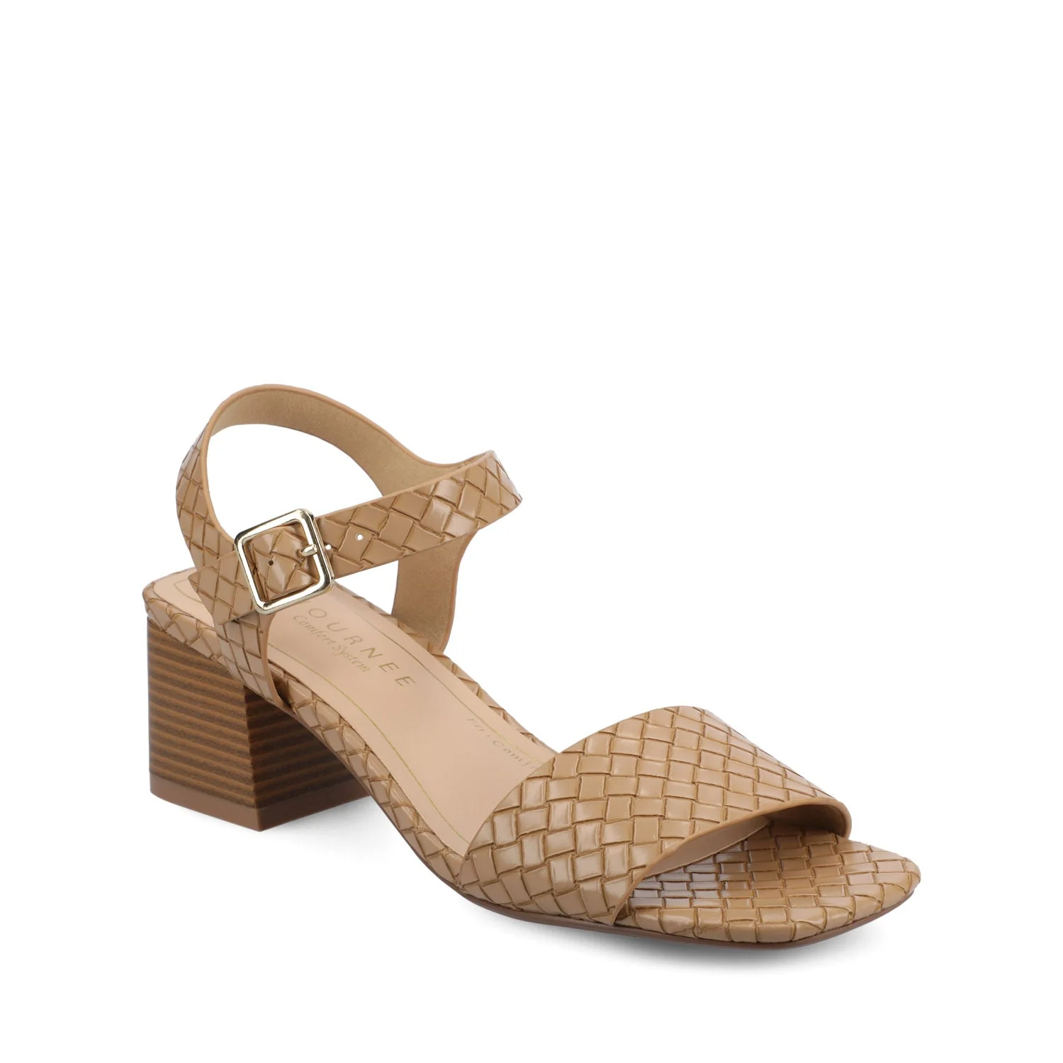SHAINA OPEN TOE HEELS - Tan Woven - Image 2