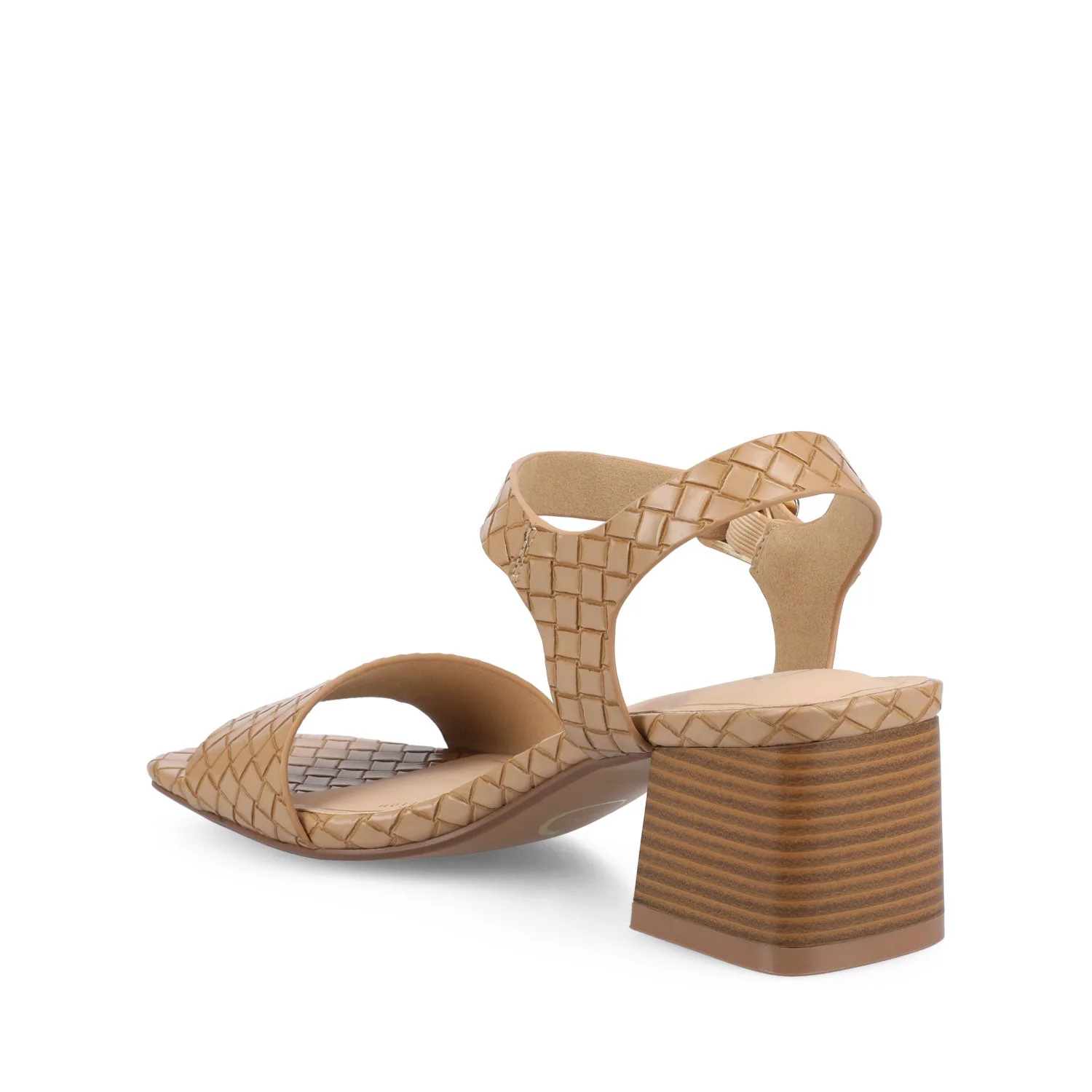 SHAINA OPEN TOE HEELS - Tan Woven - Image 3