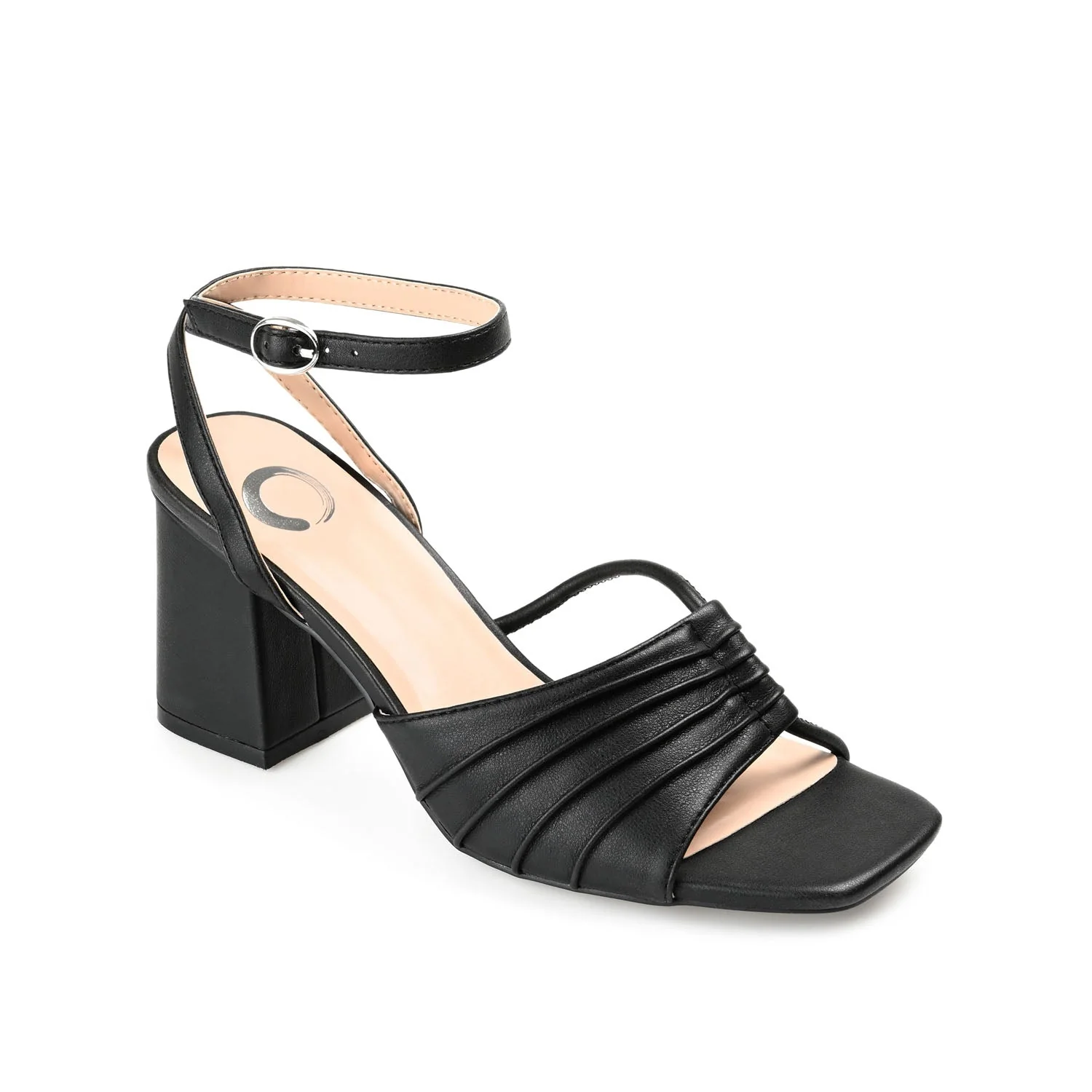 SHILLO STRAPPY BLOCK HEELS IN VEGAN LEATHER - Black - Image 2