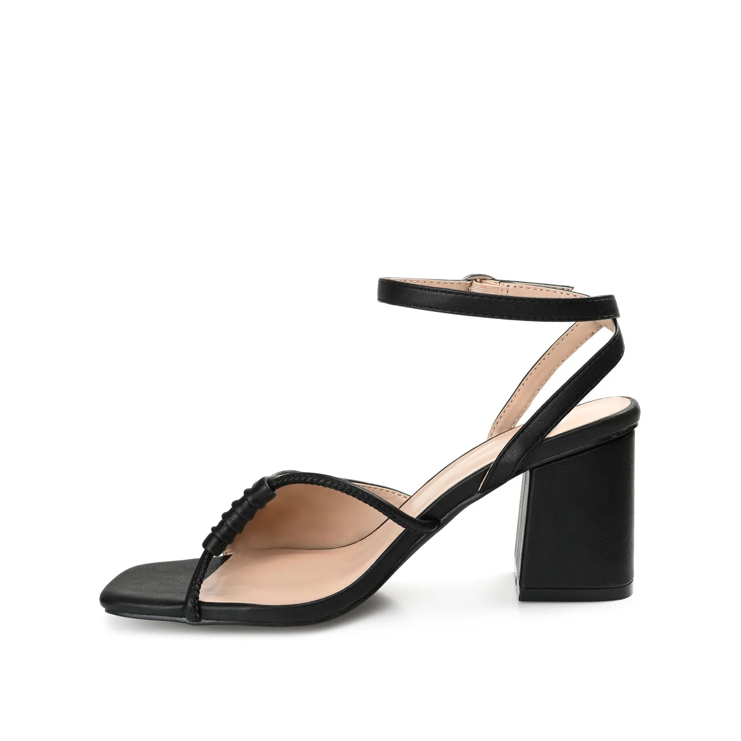 SHILLO STRAPPY BLOCK HEELS IN VEGAN LEATHER - Black - Image 3