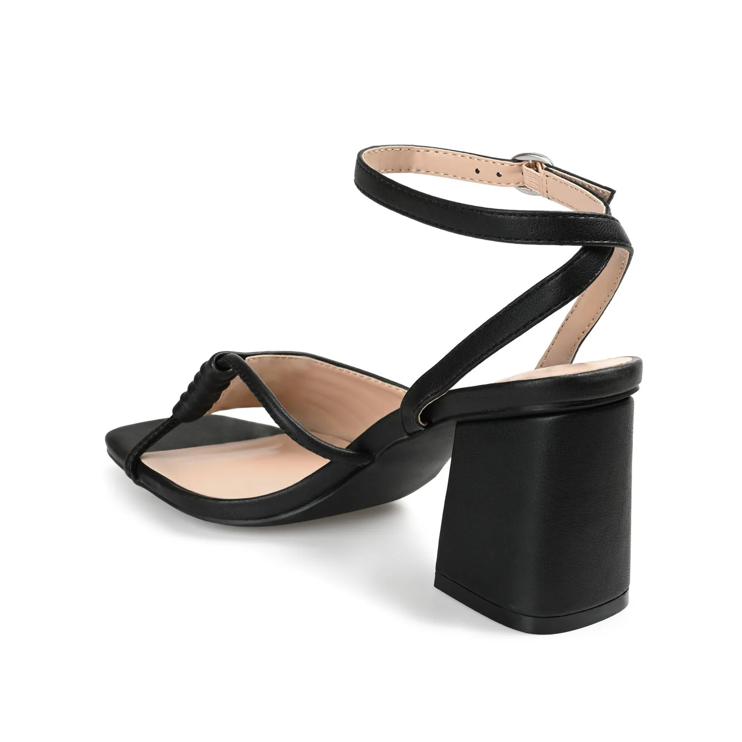 SHILLO STRAPPY BLOCK HEELS IN VEGAN LEATHER - Black - Image 4