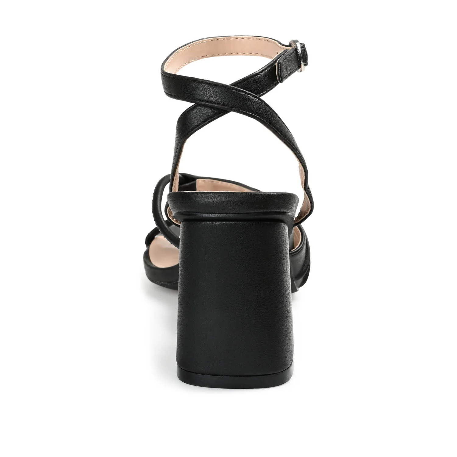 SHILLO STRAPPY BLOCK HEELS IN VEGAN LEATHER - Black - Image 7