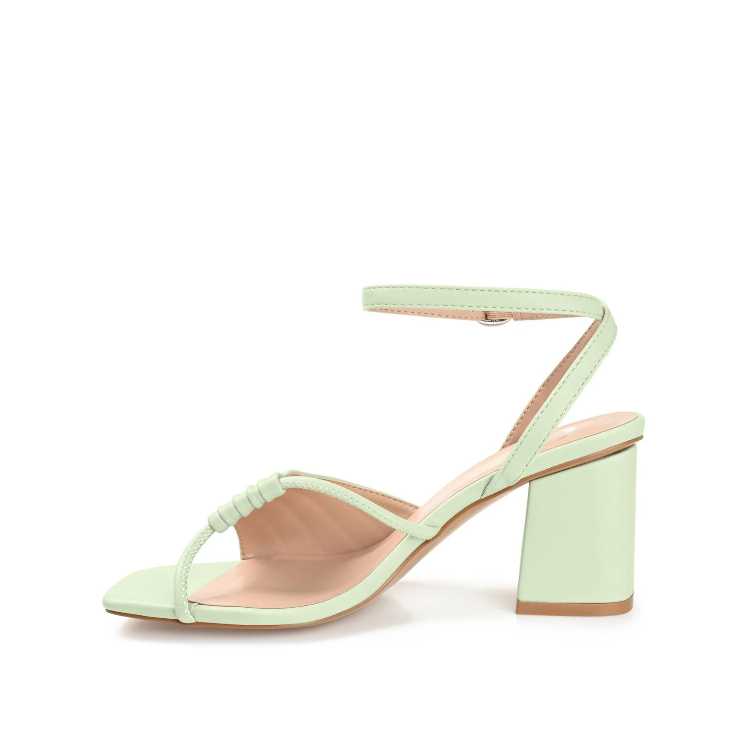 SHILLO STRAPPY BLOCK HEELS IN VEGAN LEATHER - Green - Image 3