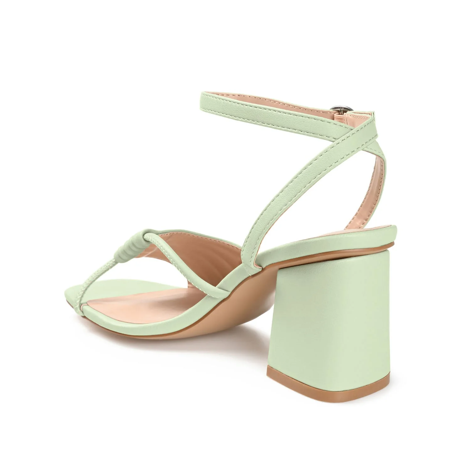 SHILLO STRAPPY BLOCK HEELS IN VEGAN LEATHER - Green - Image 4