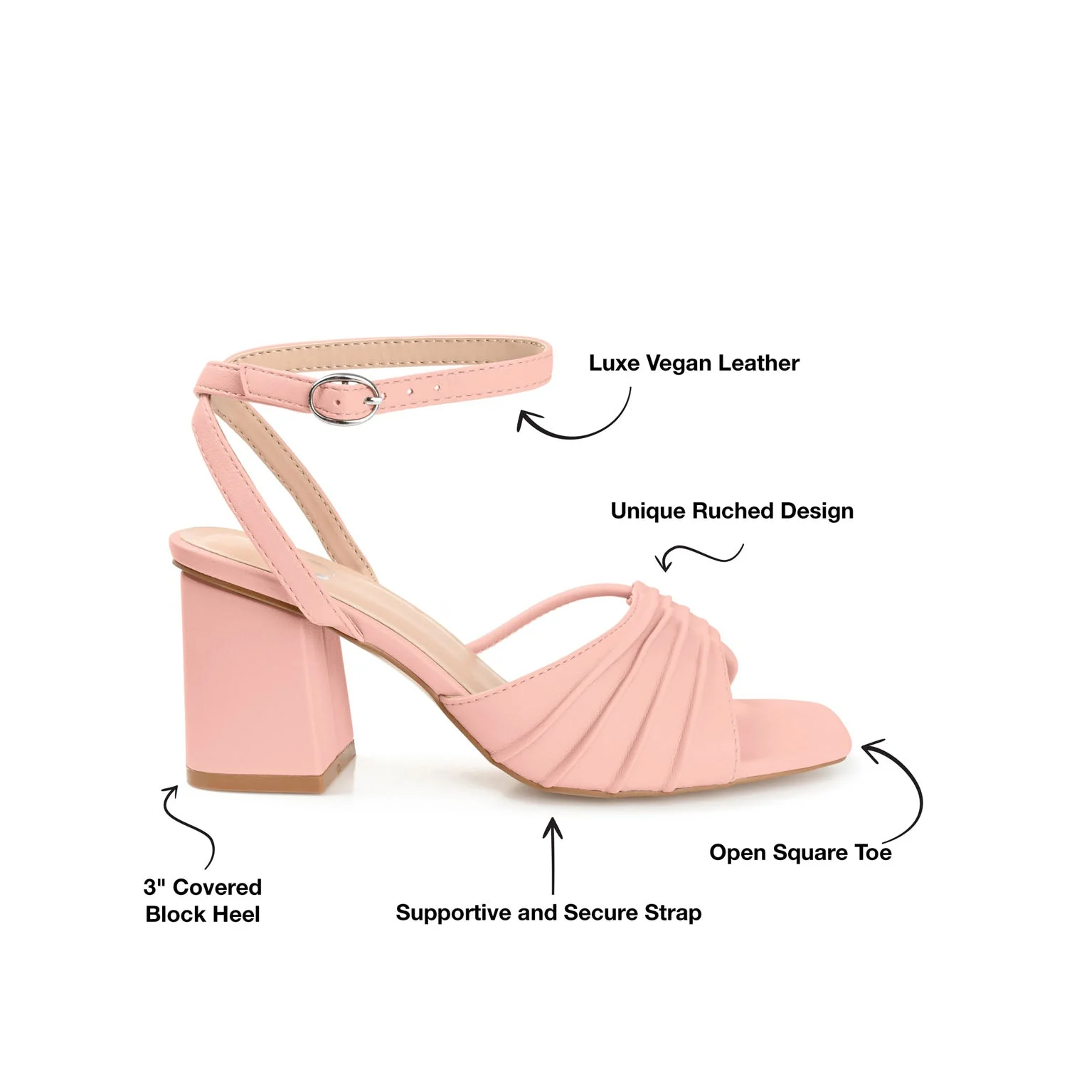 SHILLO STRAPPY BLOCK HEELS IN VEGAN LEATHER - Rose - Image 10