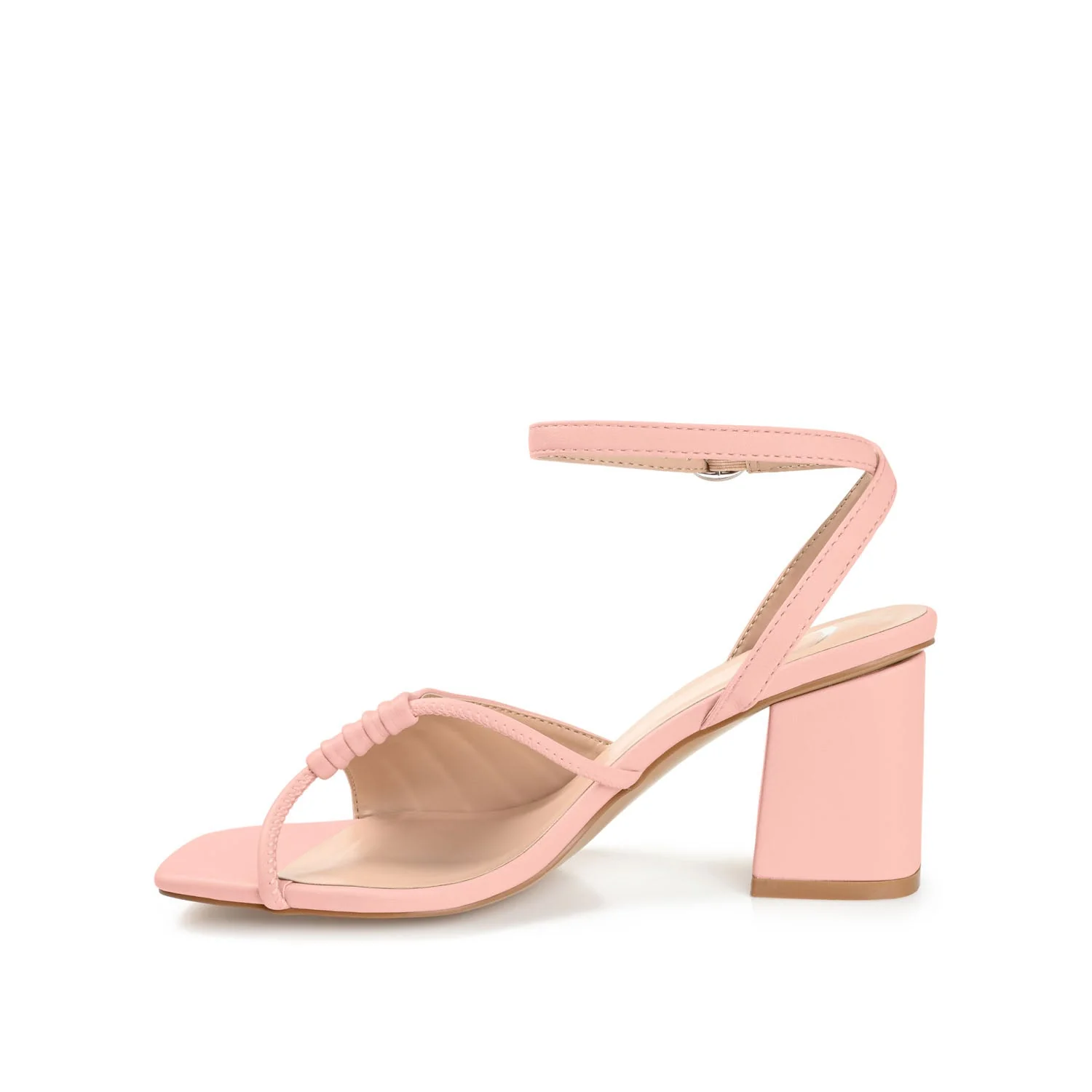 SHILLO STRAPPY BLOCK HEELS IN VEGAN LEATHER - Rose - Image 4