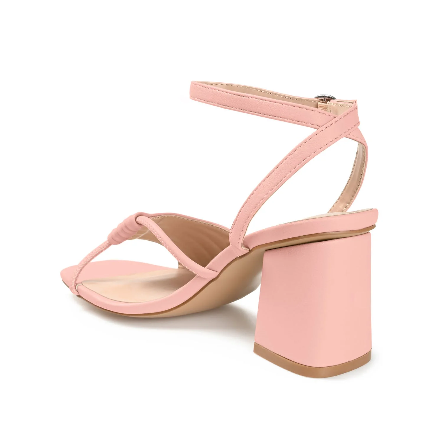 SHILLO STRAPPY BLOCK HEELS IN VEGAN LEATHER - Rose - Image 5