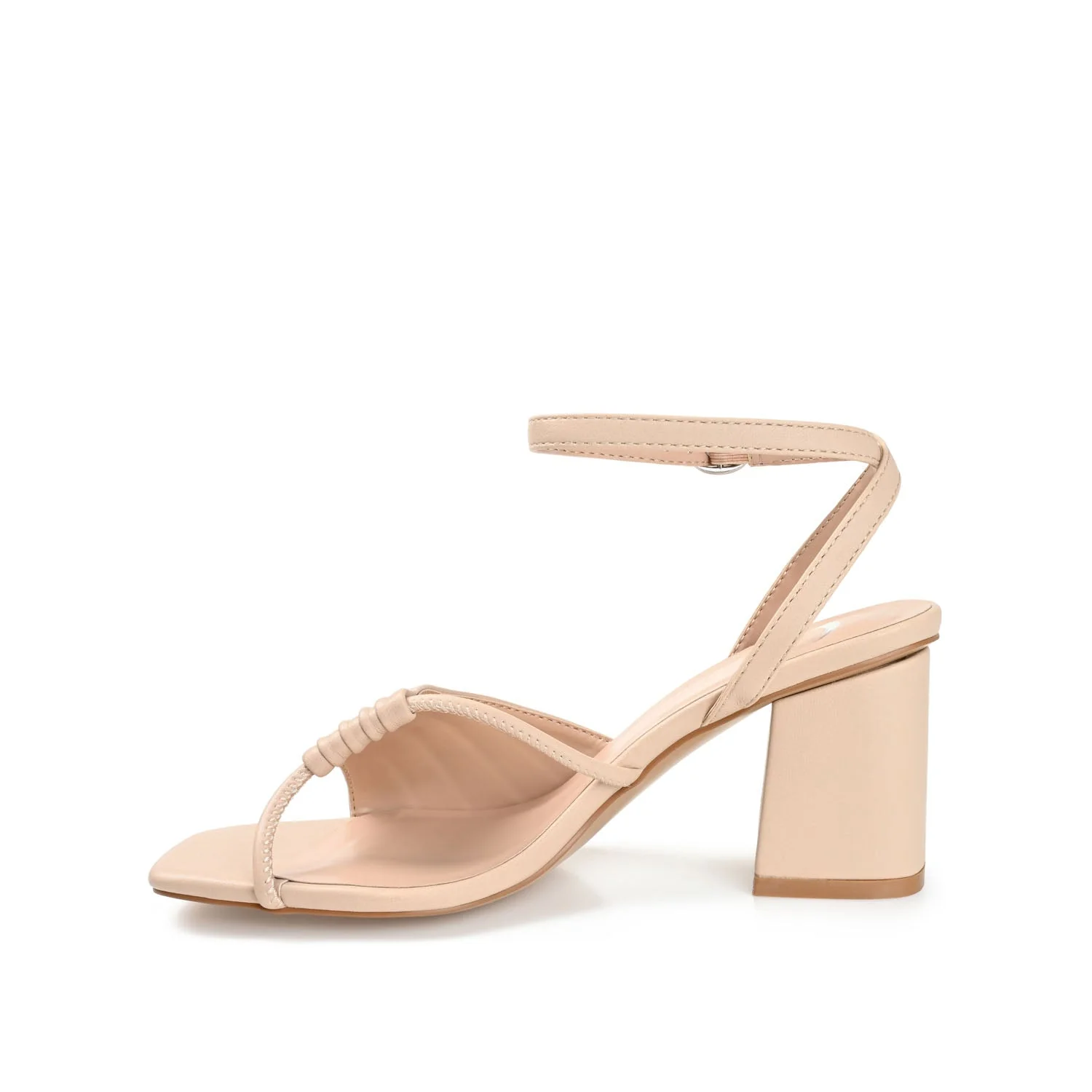 SHILLO STRAPPY BLOCK HEELS IN VEGAN LEATHER - Taupe - Image 3