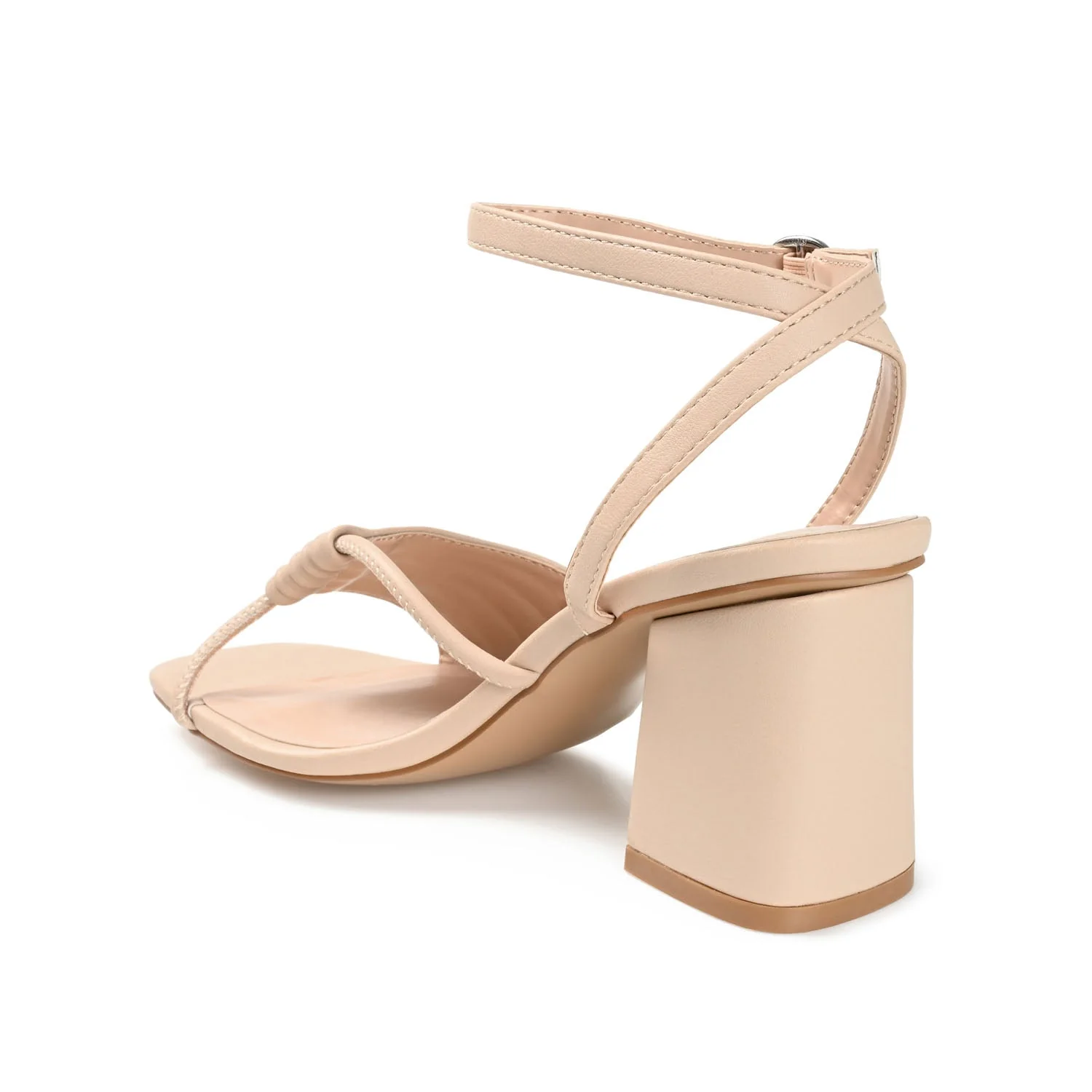 SHILLO STRAPPY BLOCK HEELS IN VEGAN LEATHER - Taupe - Image 4