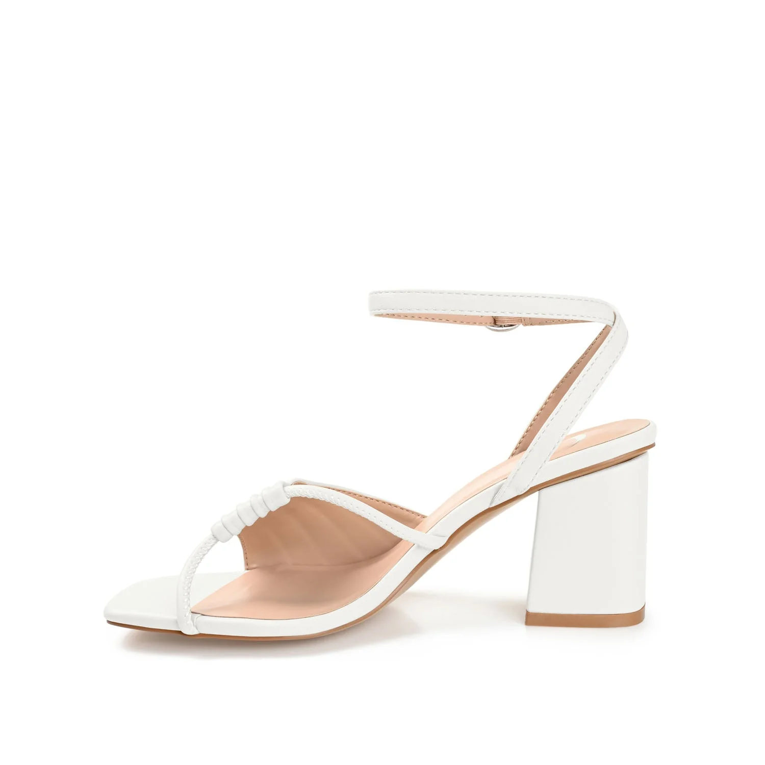 SHILLO STRAPPY BLOCK HEELS IN VEGAN LEATHER - White - Image 3