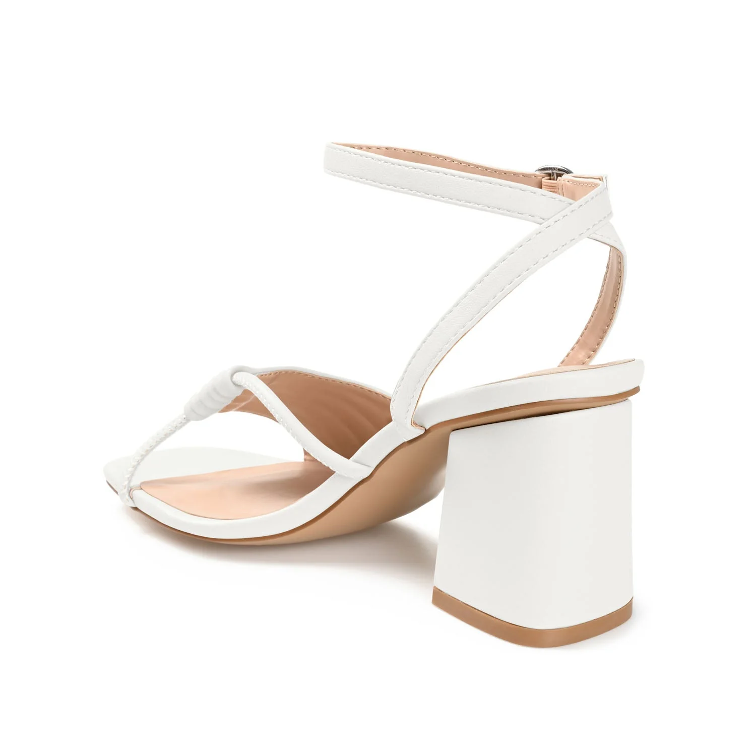 SHILLO STRAPPY BLOCK HEELS IN VEGAN LEATHER - White - Image 4