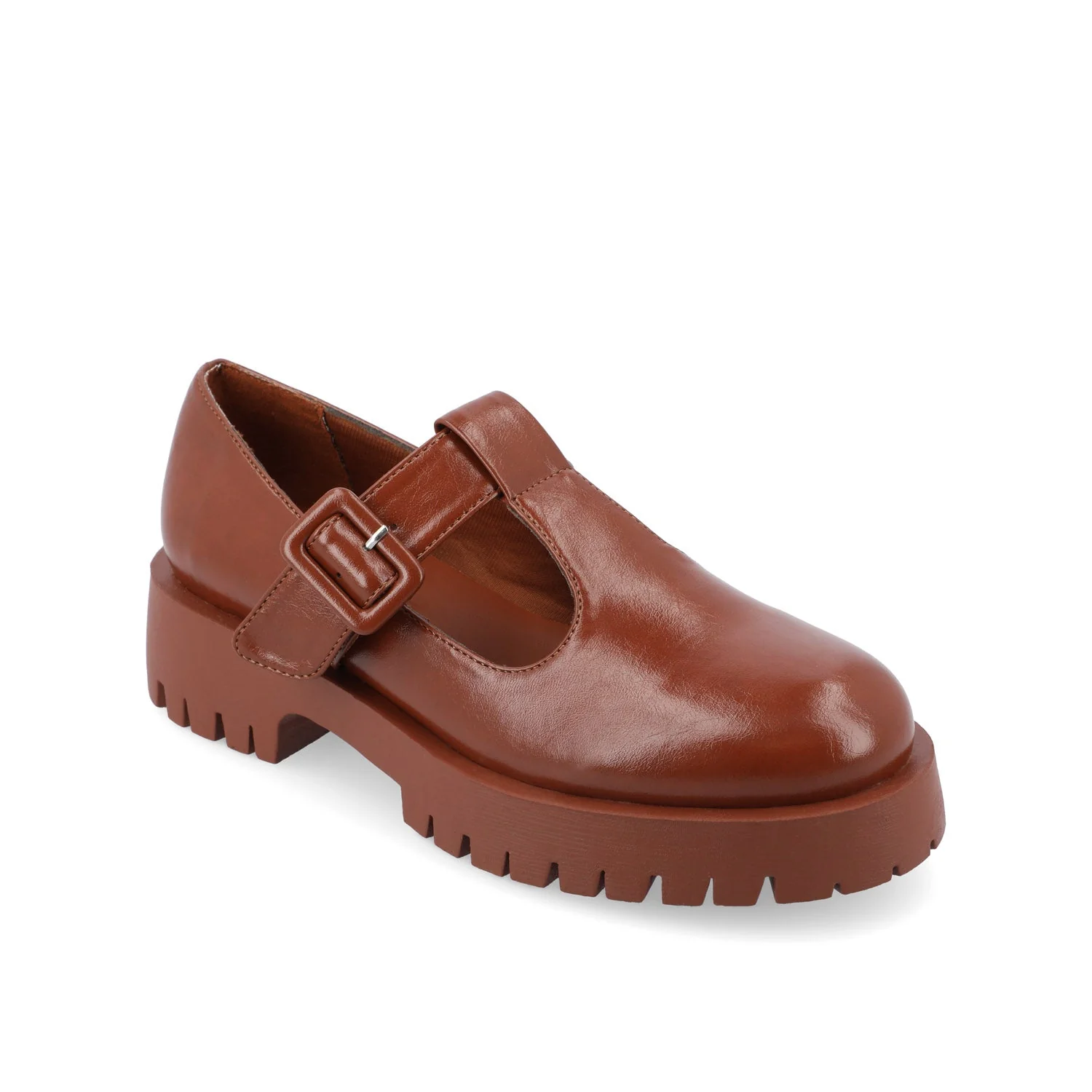 SUVI MARY JANE FLATS IN VEGAN LEATHER - Brown - Image 2