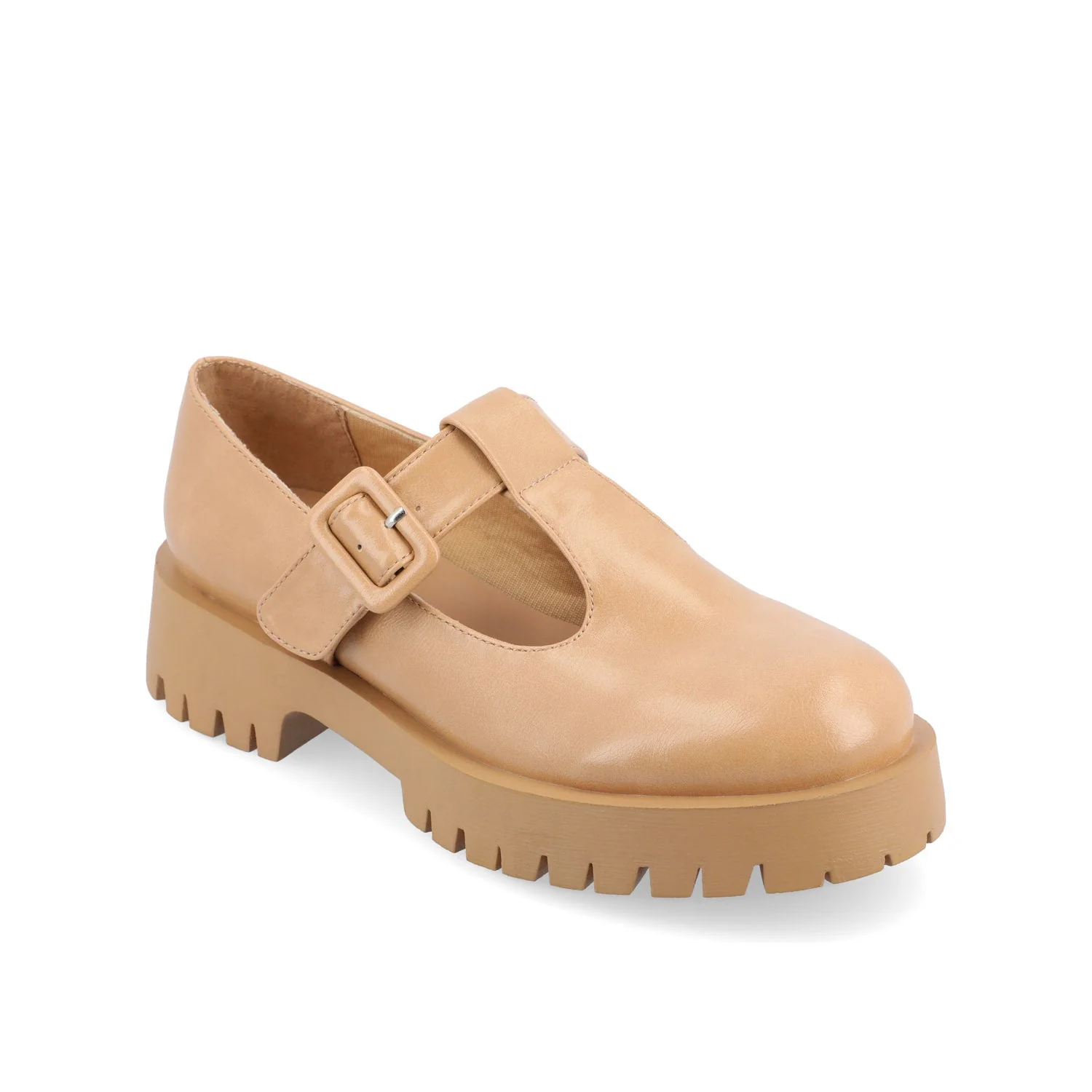 SUVI MARY JANE FLATS IN VEGAN LEATHER - Tan - Image 2