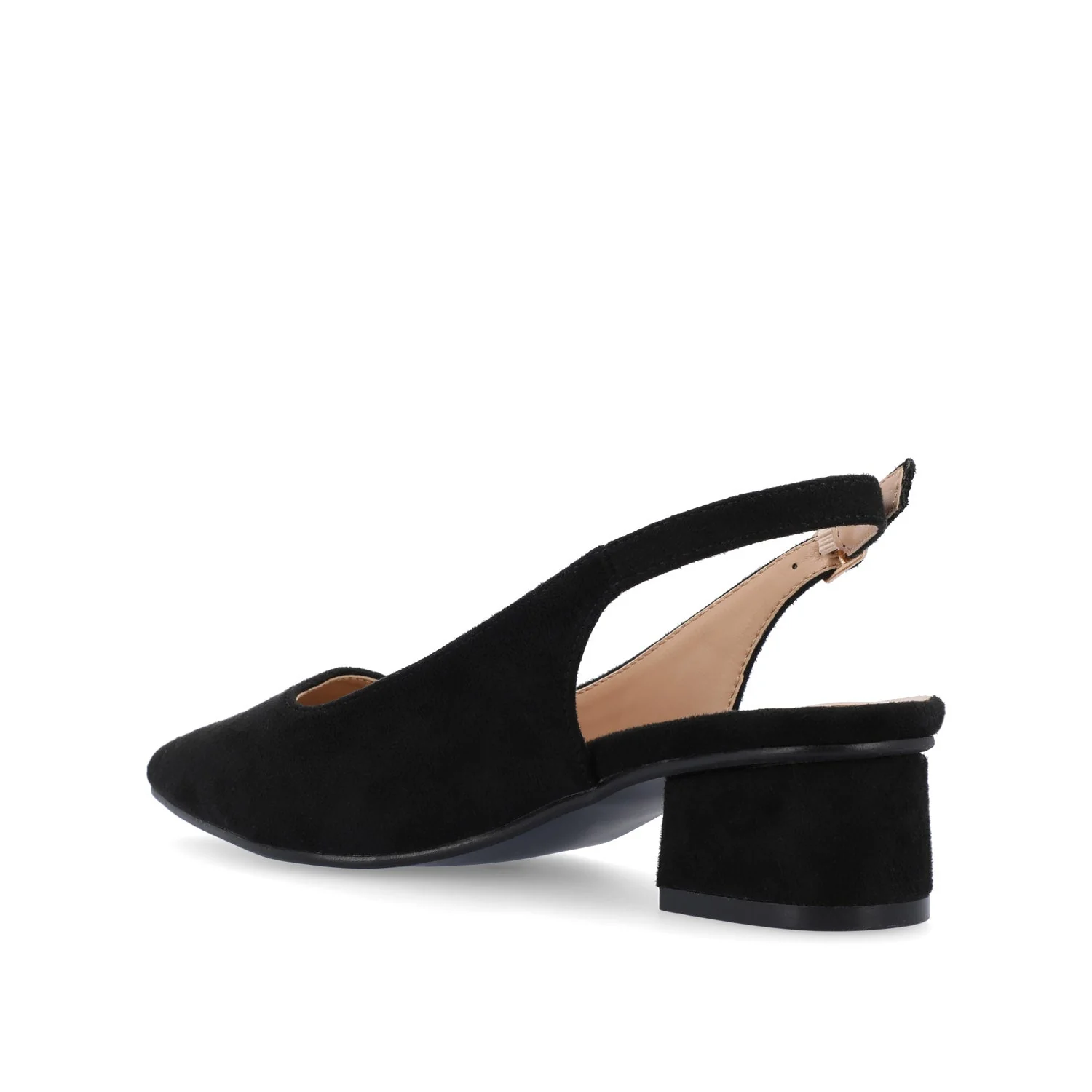 SYLVIA LOW BLOCK PUMP HEELS IN FAUX SUEDE - Black PU - Image 4