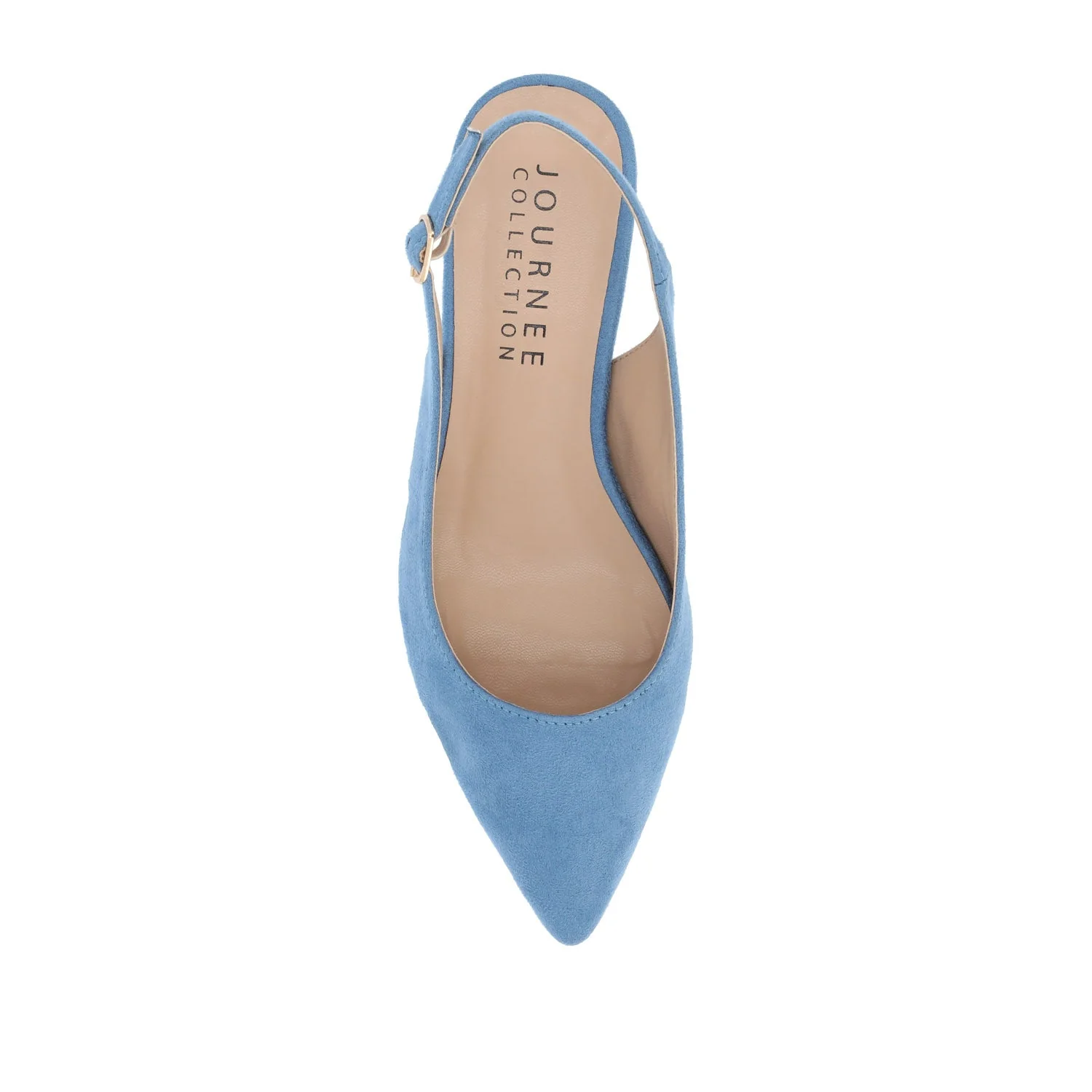 SYLVIA LOW BLOCK PUMP HEELS IN FAUX SUEDE - Blue - Image 6