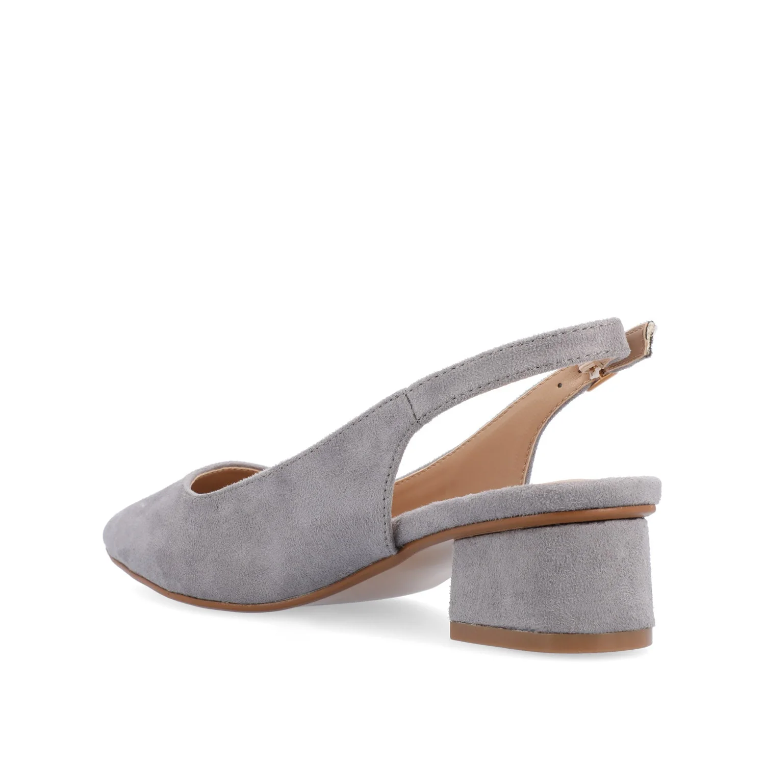 SYLVIA LOW BLOCK PUMP HEELS IN FAUX SUEDE - Grey - Image 4