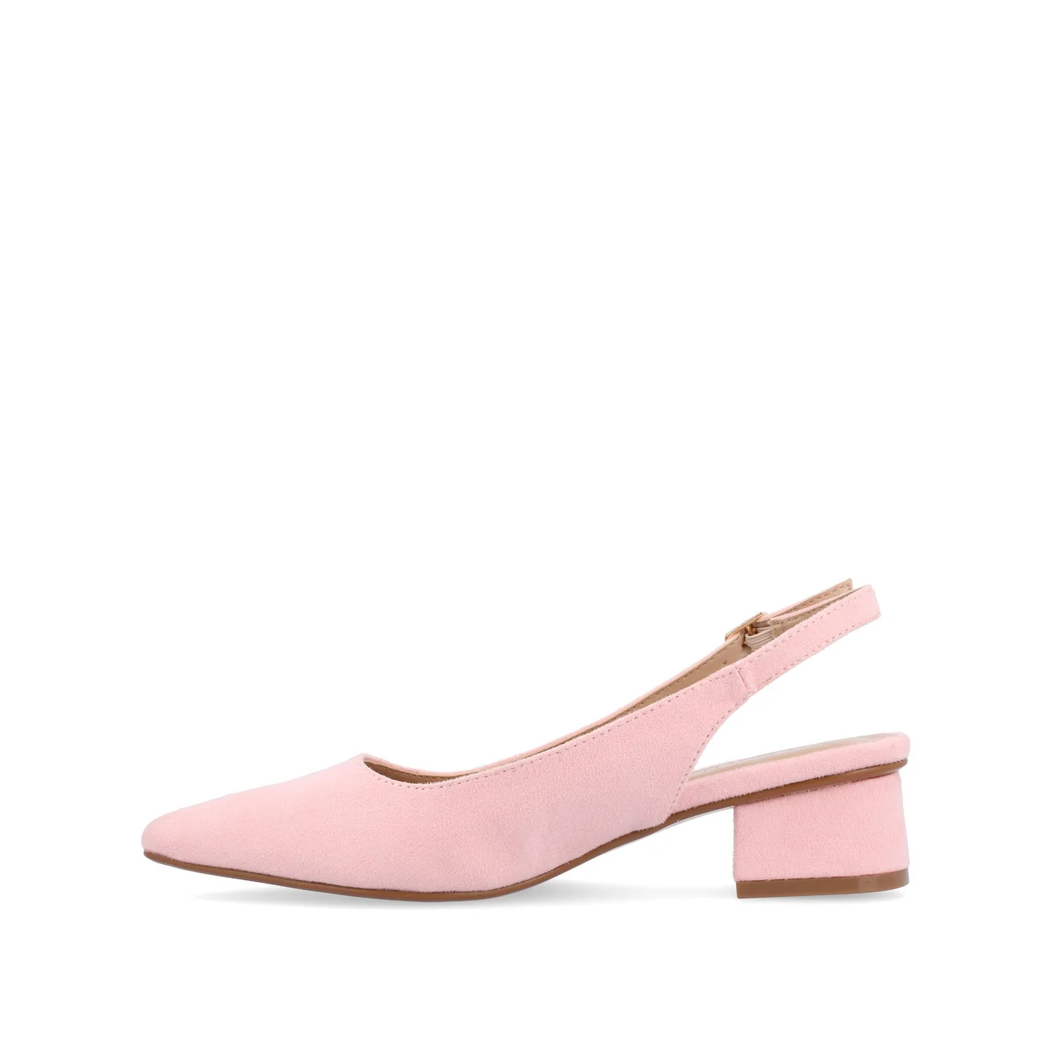 SYLVIA LOW BLOCK PUMP HEELS IN FAUX SUEDE - Pink - Image 3