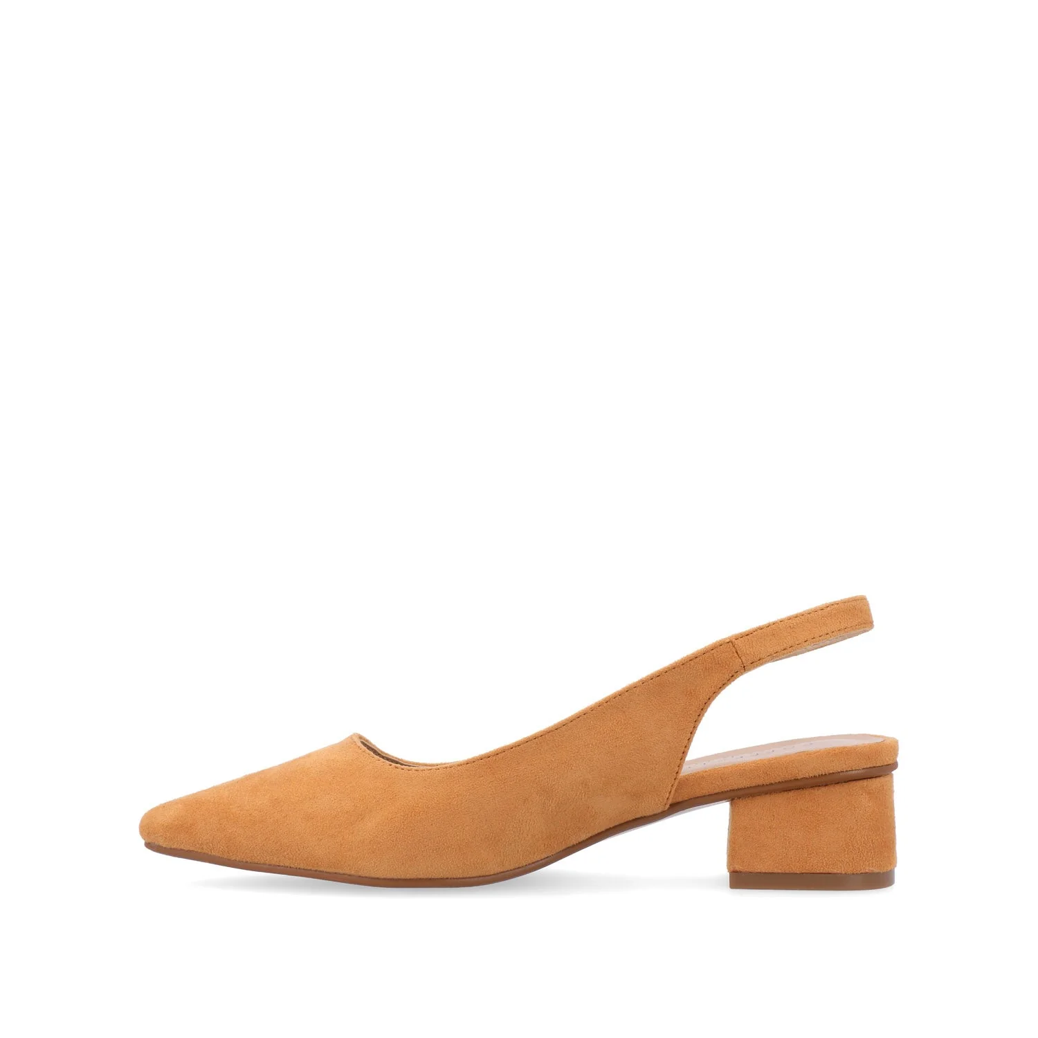 SYLVIA LOW BLOCK PUMP HEELS IN FAUX SUEDE - Tan - Image 3