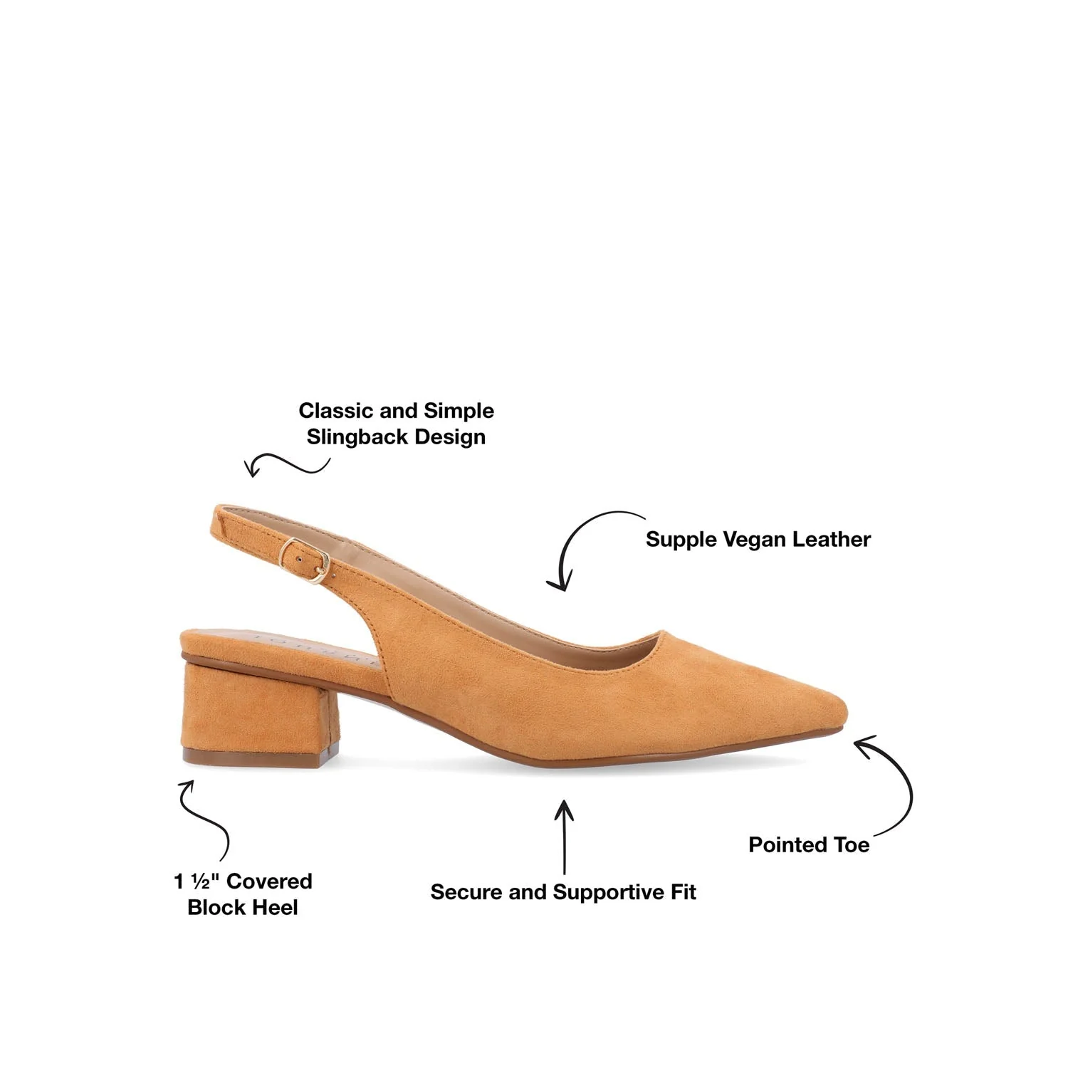 SYLVIA LOW BLOCK PUMP HEELS IN FAUX SUEDE - Tan PU - Image 9