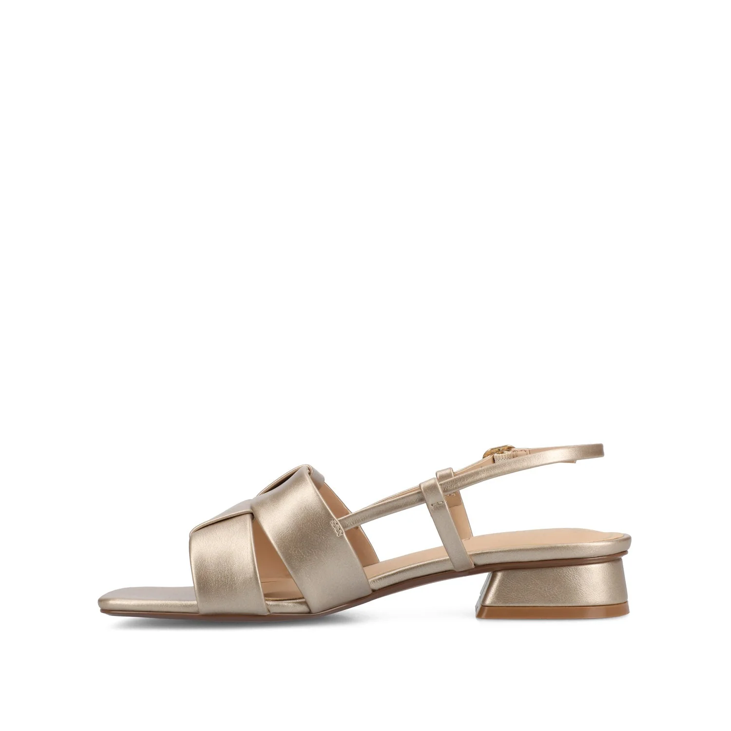 TABATHA LOW BLOCK HEELS IN VEGAN LEATHER - Champagne - Image 3