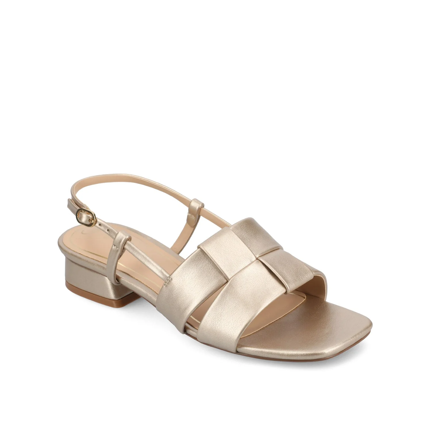 TABATHA LOW BLOCK HEELS IN VEGAN LEATHER IN WIDE - Champagne - Image 2