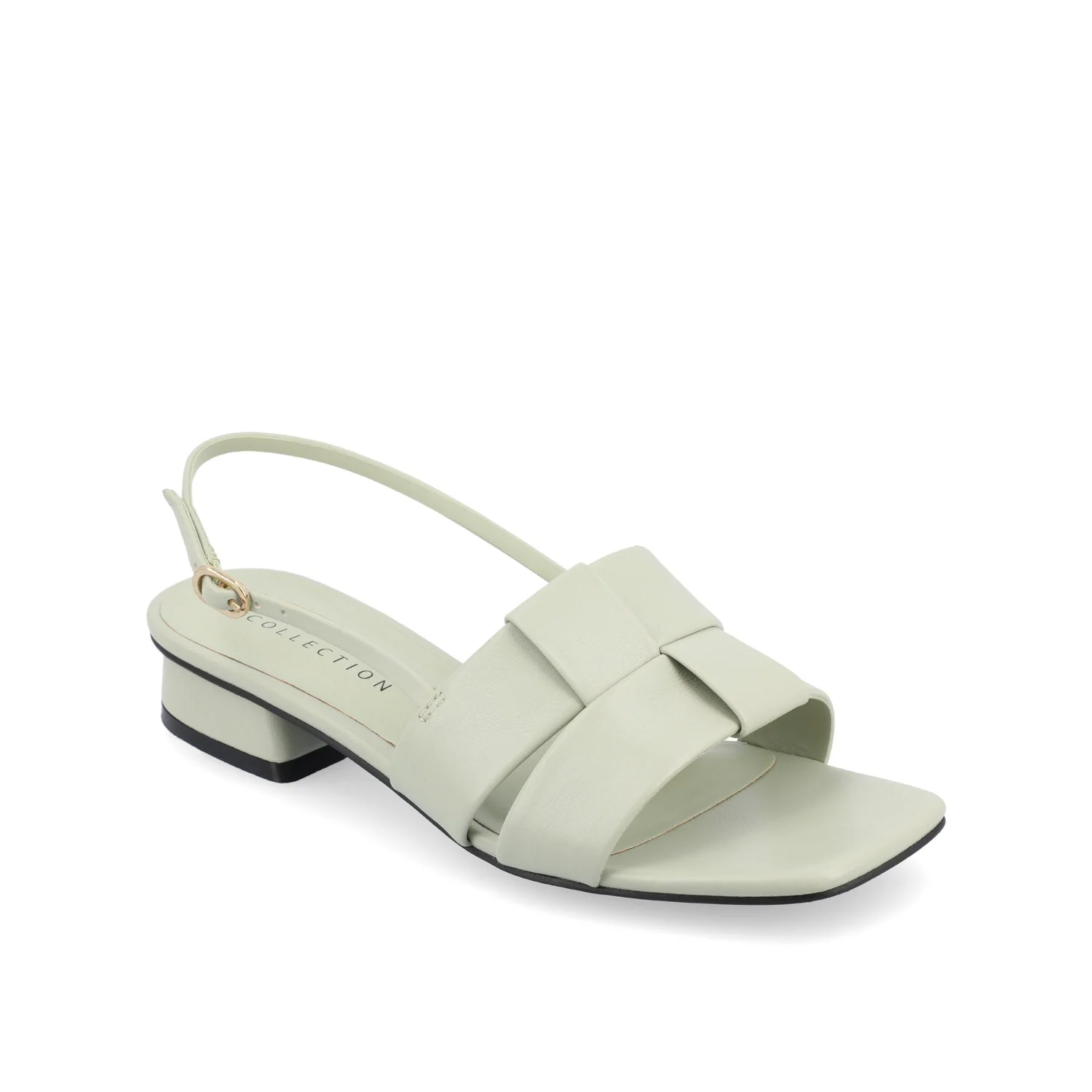 TABATHA LOW BLOCK HEELS IN VEGAN LEATHER - Sage - Image 2