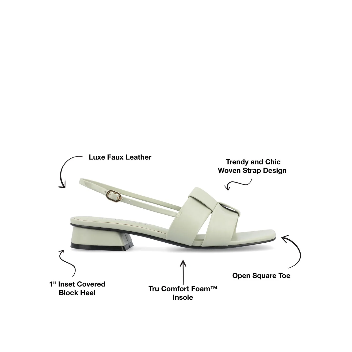 TABATHA LOW BLOCK HEELS IN VEGAN LEATHER - Sage - Image 9
