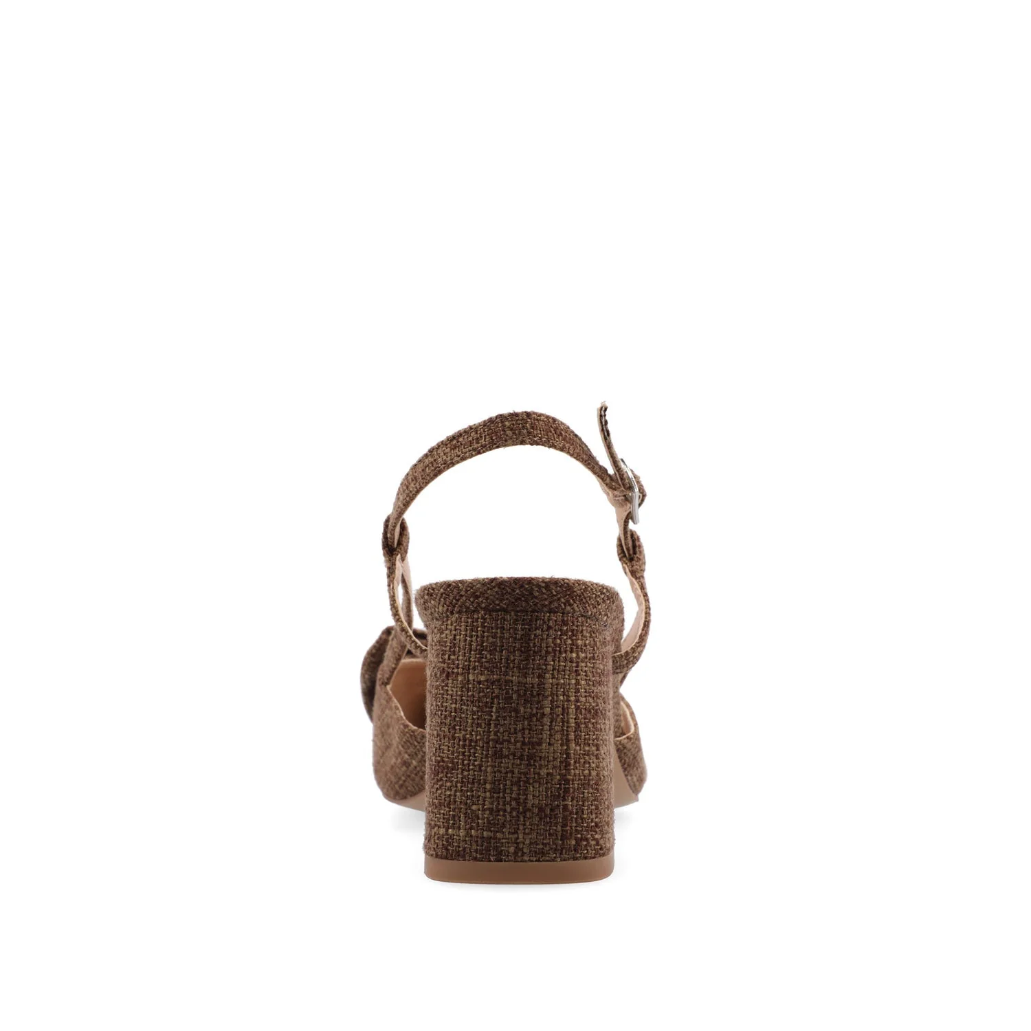 TAILYNN SLINGBACK BLOCK HEELS IN FABRIC - Brown Linen - Image 7