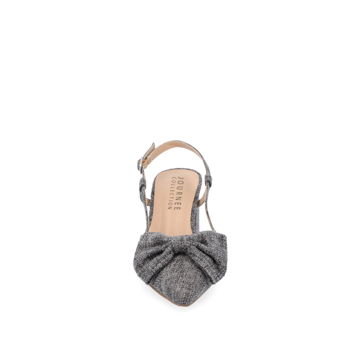 TAILYNN SLINGBACK BLOCK HEELS IN FABRIC - Charcoal Linen - Image 5