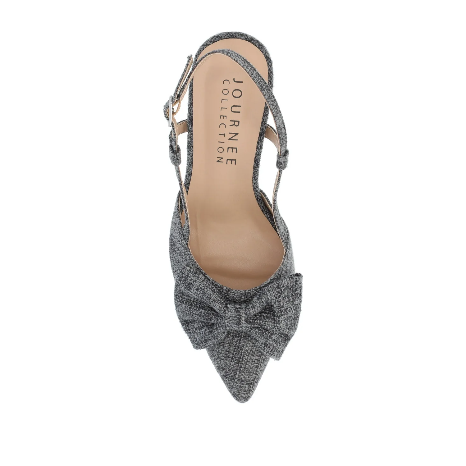TAILYNN SLINGBACK BLOCK HEELS IN FABRIC - Charcoal Linen - Image 6