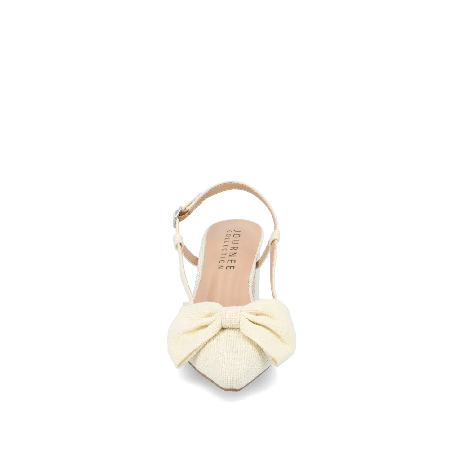 TAILYNN SLINGBACK BLOCK HEELS IN FABRIC - Cream Linen - Image 5