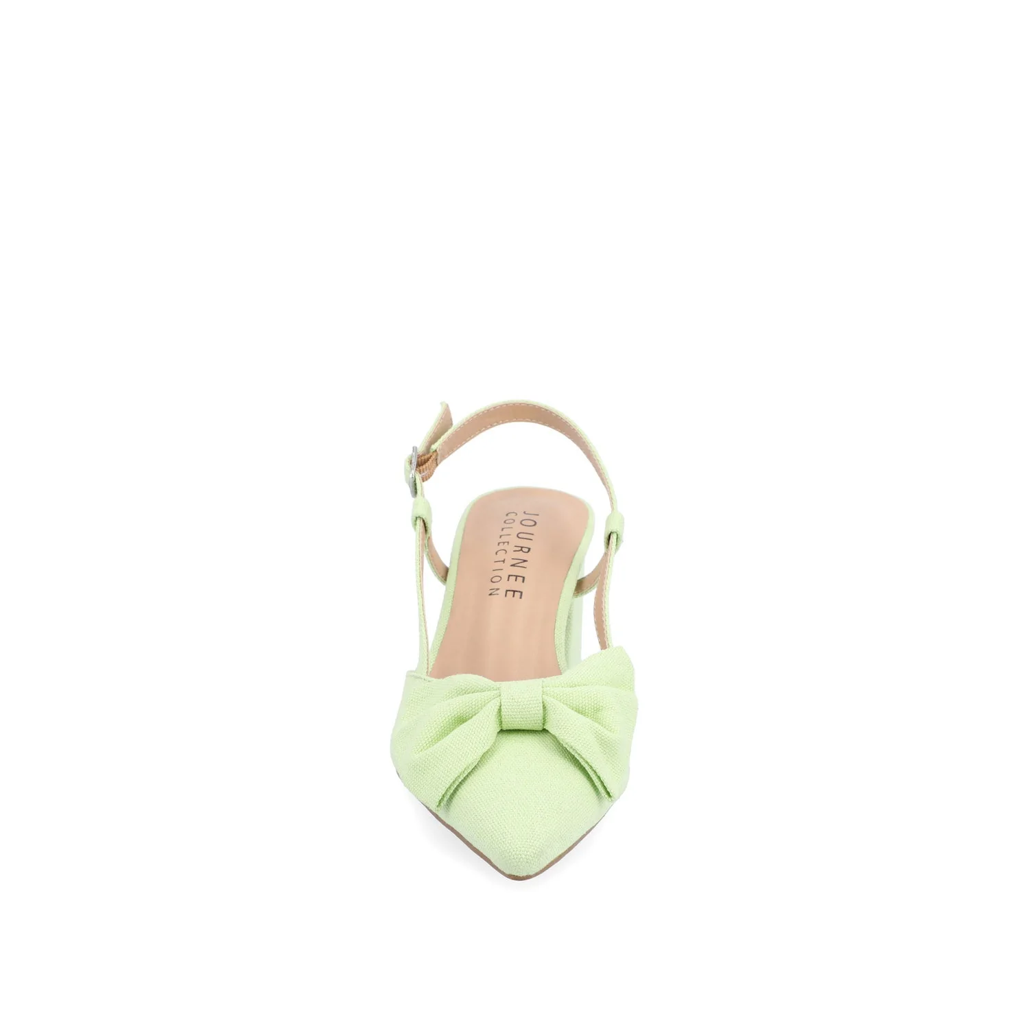 TAILYNN SLINGBACK BLOCK HEELS IN FABRIC - Green Linen - Image 5