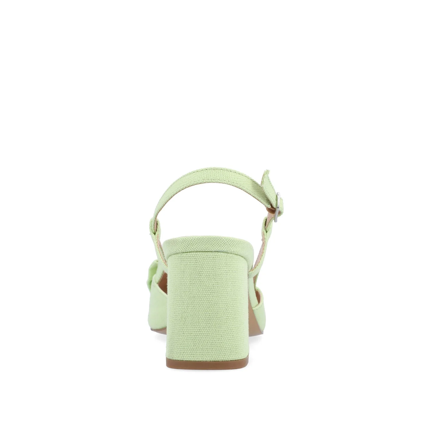 TAILYNN SLINGBACK BLOCK HEELS IN FABRIC - Green Linen - Image 7