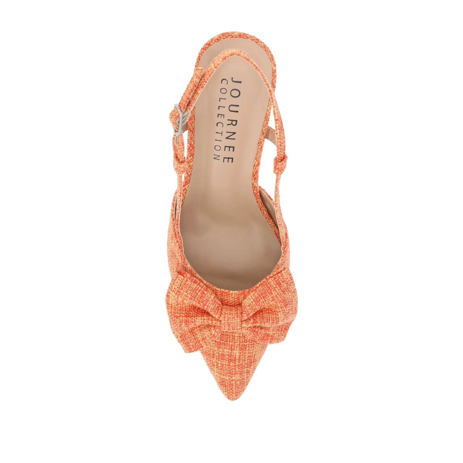 TAILYNN SLINGBACK BLOCK HEELS IN FABRIC - Orange Linen - Image 6
