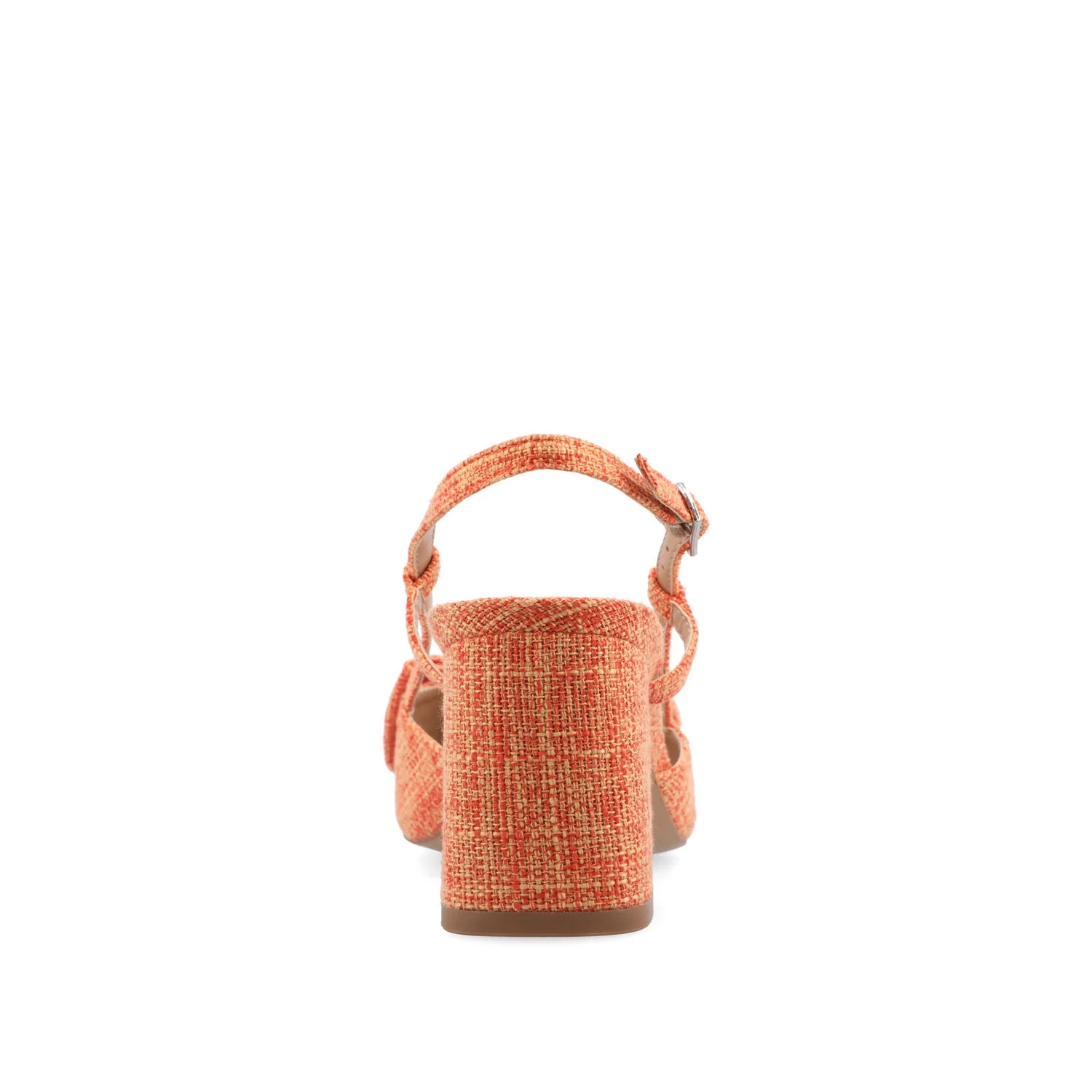 TAILYNN SLINGBACK BLOCK HEELS IN FABRIC - Orange Linen - Image 7
