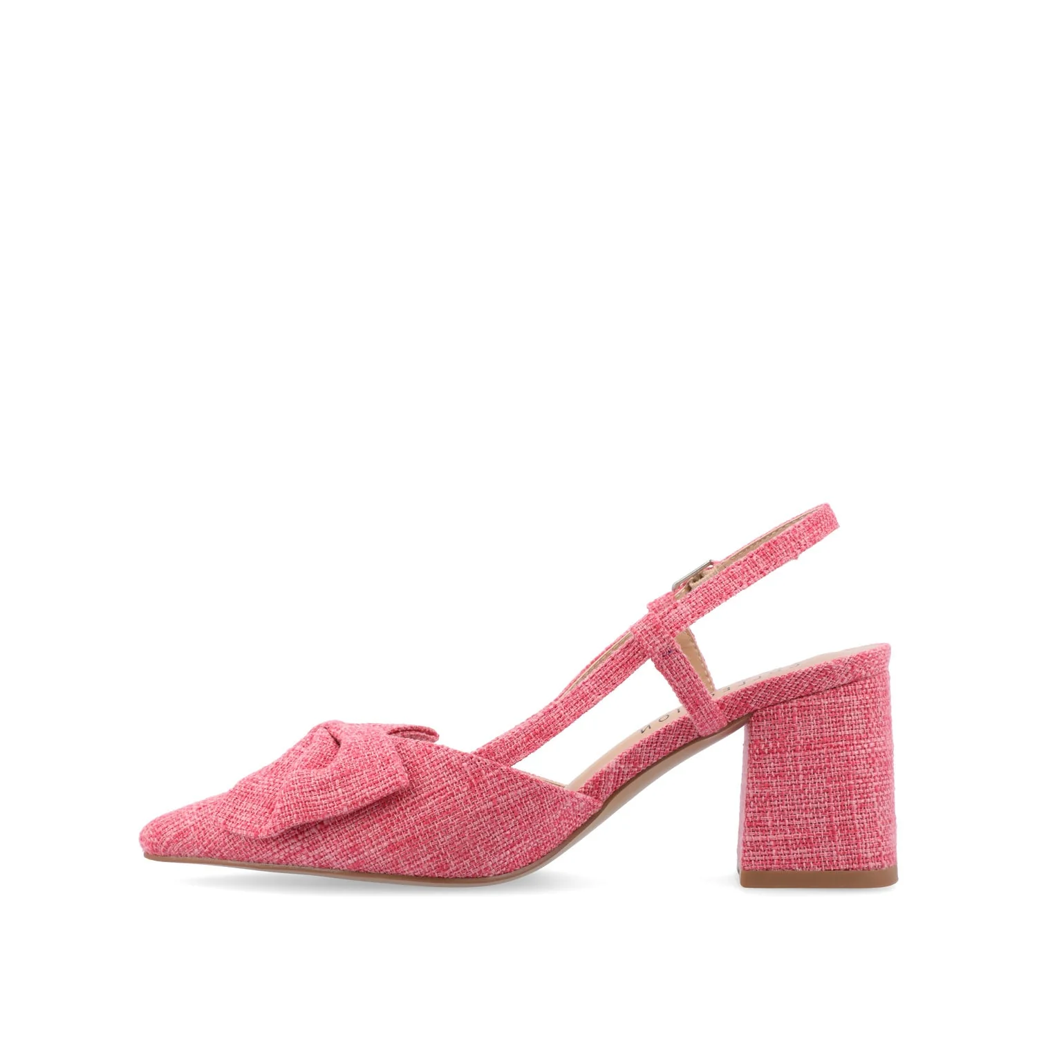 TAILYNN SLINGBACK BLOCK HEELS IN FABRIC - Pink Linen - Image 3